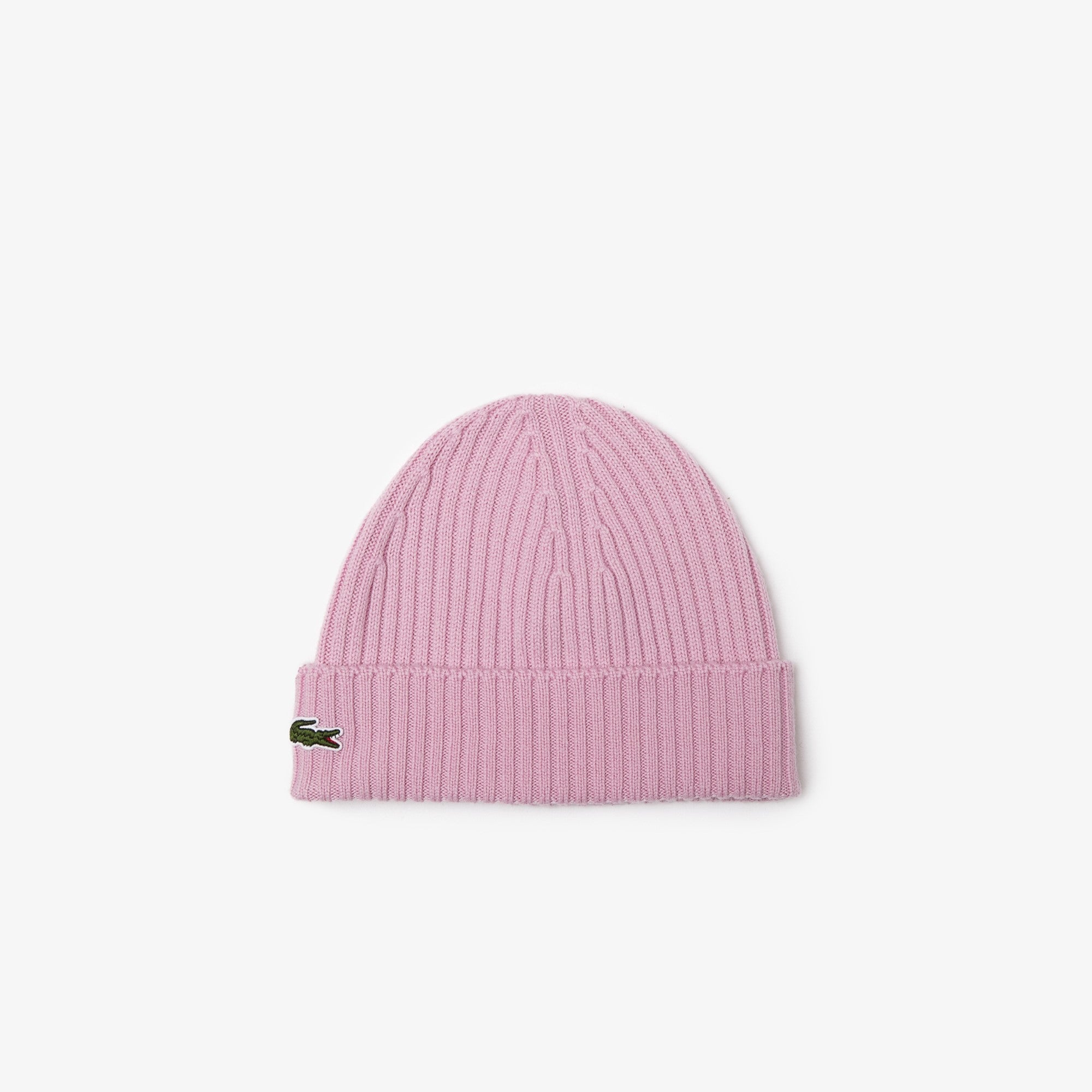 LACOSTE UNISEX RIBBED WOOL BEANIE (PINK)