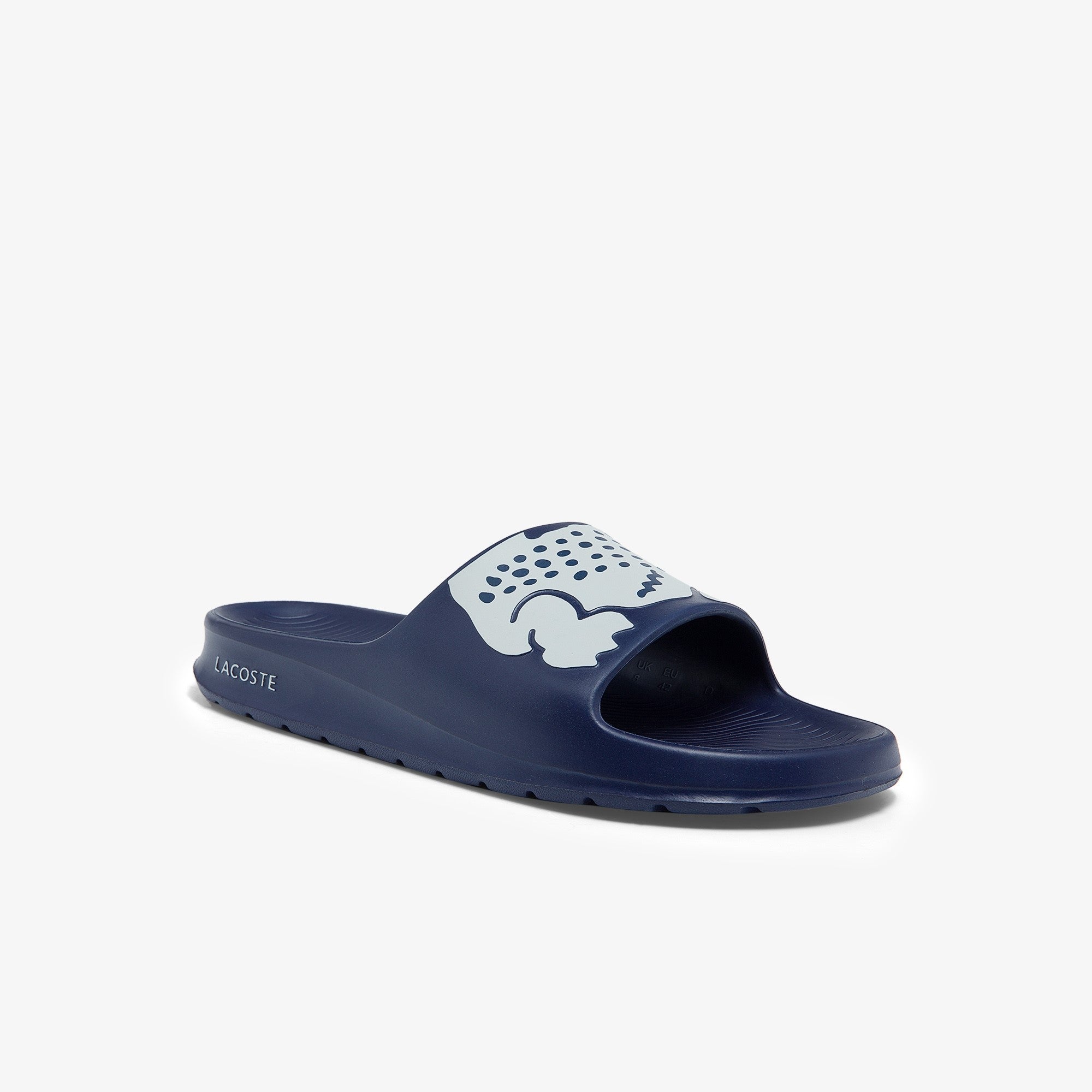 MEN'S LACOSTE CROCO SYNTHETIC SLIDES (NAVY/WHITE)