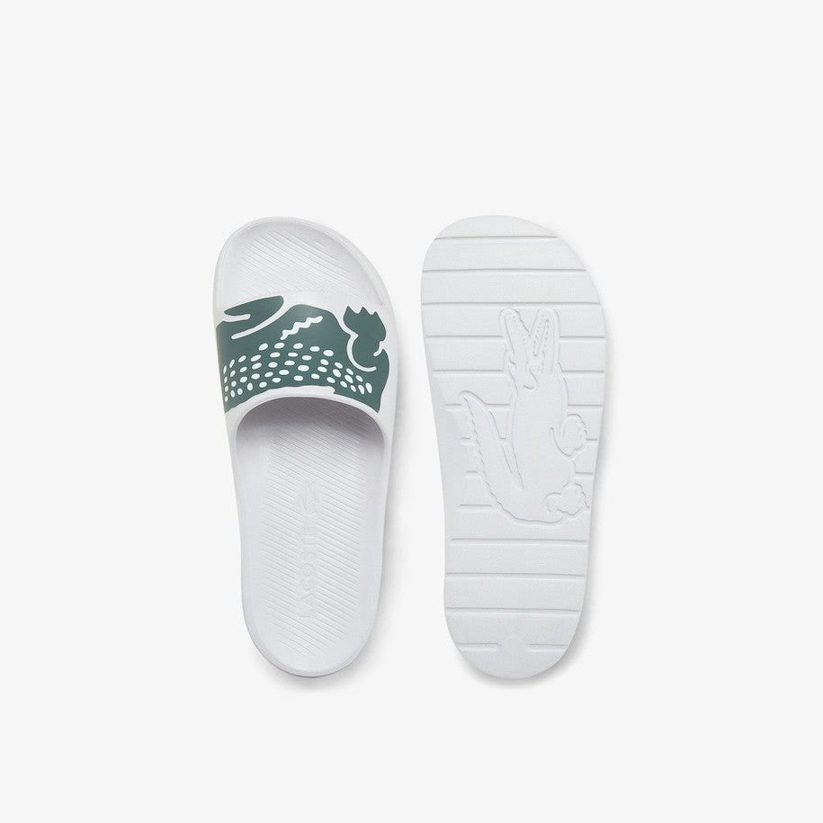 MEN'S LACOSTE CROCO 2.0 SYNTHETIC SLIDES (WHITE/DARK GREEN)