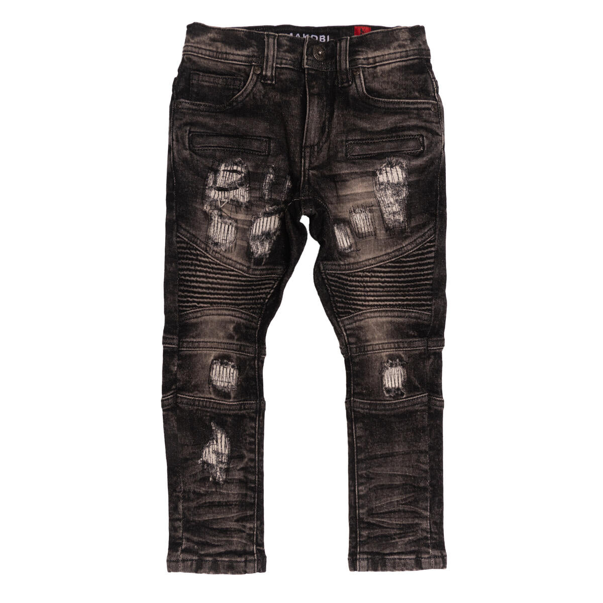 KIDS MAKOBI RICK BIKER JEAN (BLACK WASH)