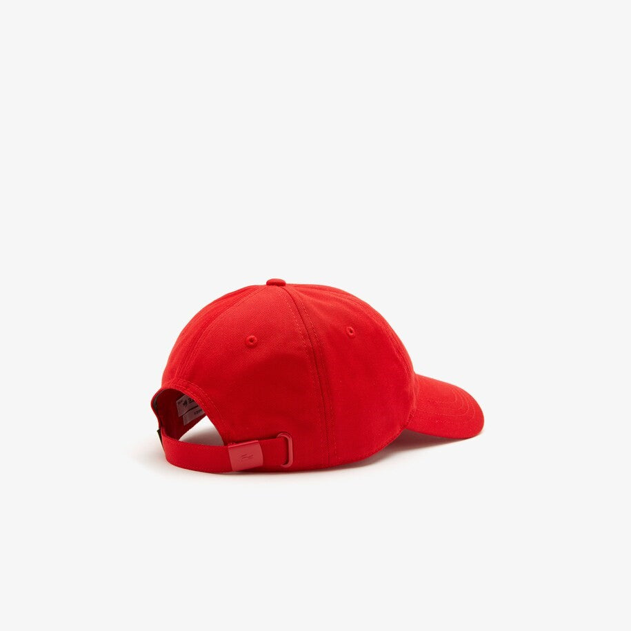 UNISEX LACOSTE ADJUSTABLE ORGANIC COTTON TWILL CAP (RED)