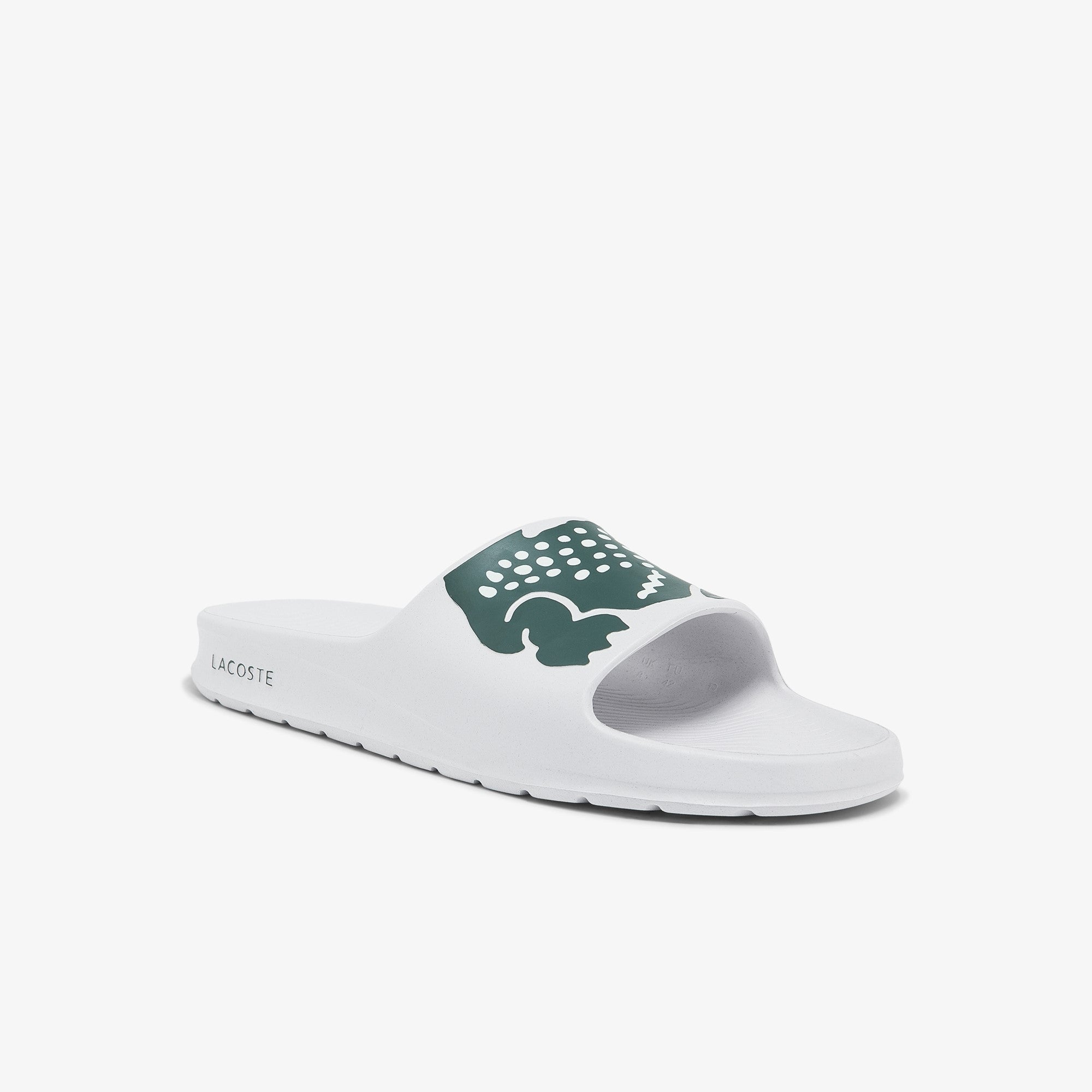 MEN'S LACOSTE CROCO 2.0 SYNTHETIC SLIDES (WHITE/DARK GREEN)