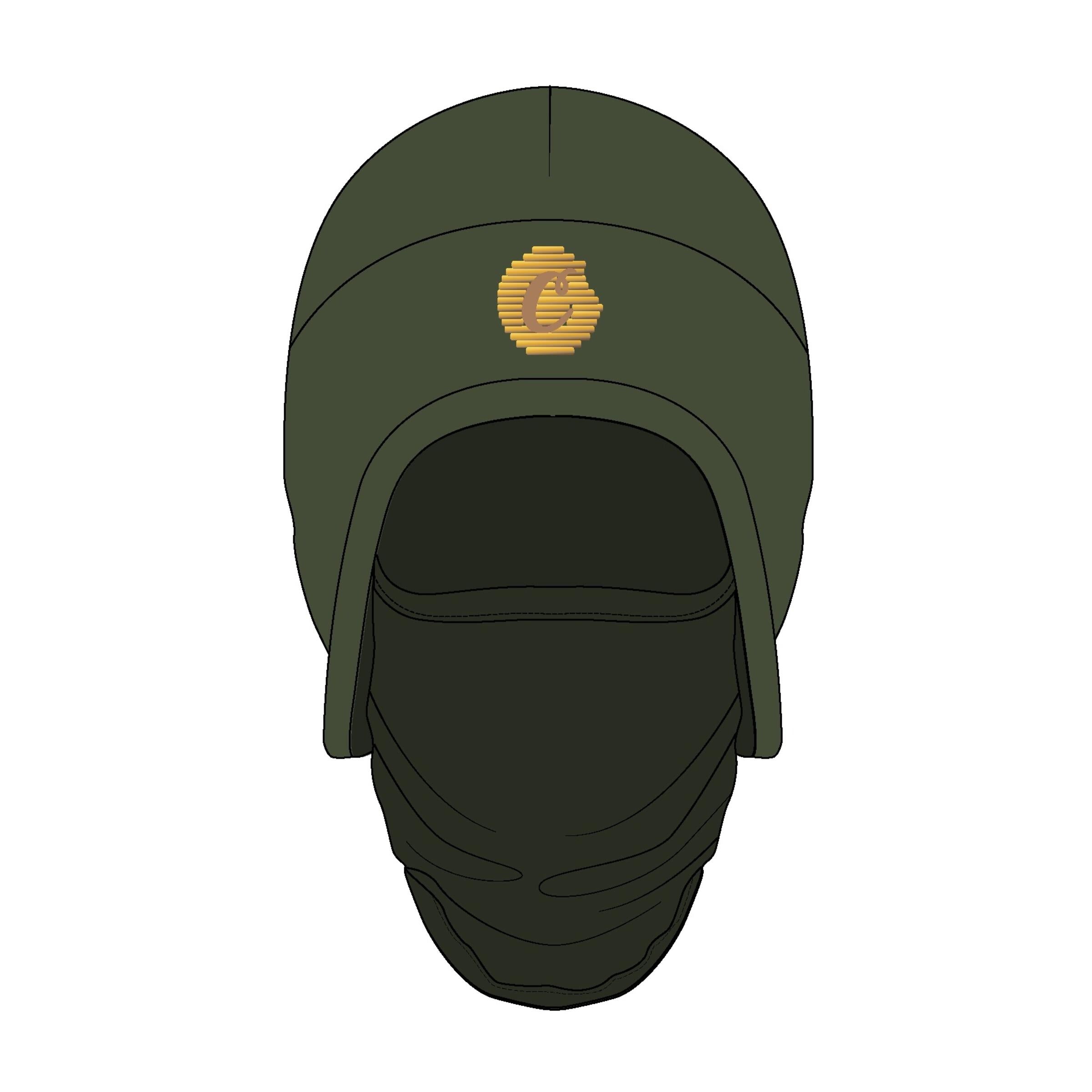 PROHIBITION POLAR FLEECE FACE MASK BEANIE W/ EMBELLISHED C-BITE LOGO (OLIVE)