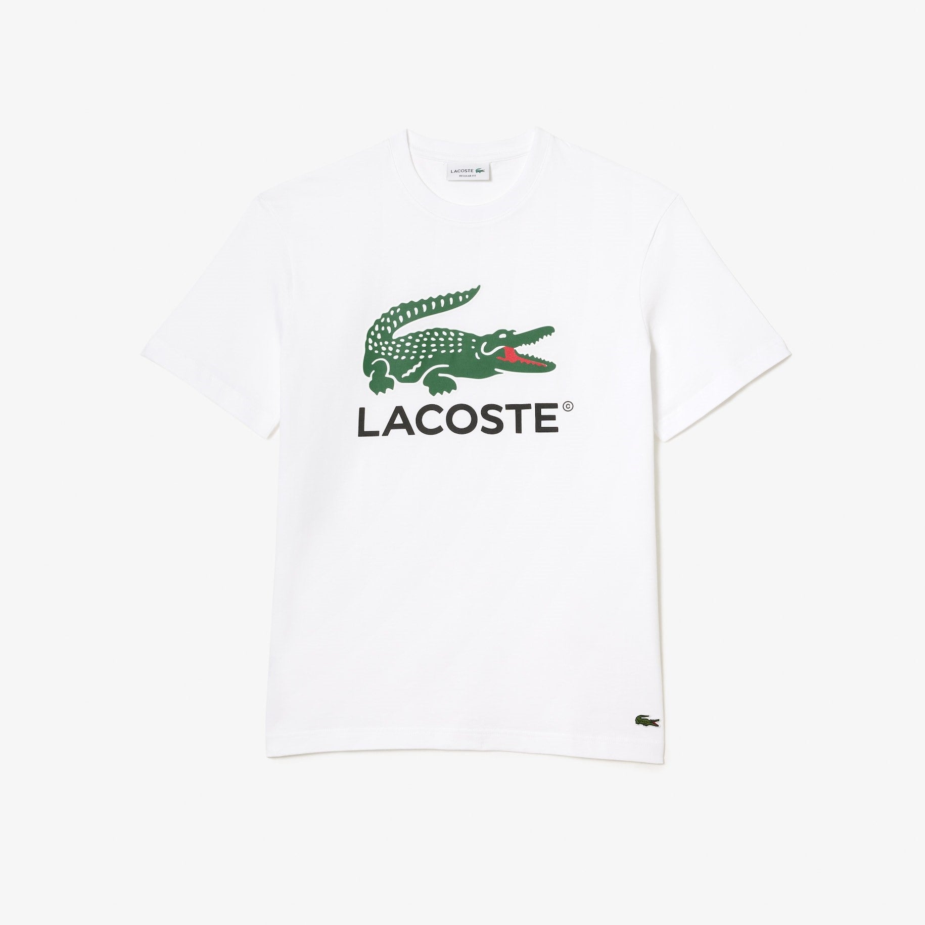 MEN'S LACOSTE COTTON JERSEY SIGNATURE PRINT T-SHIRT (WHITE)