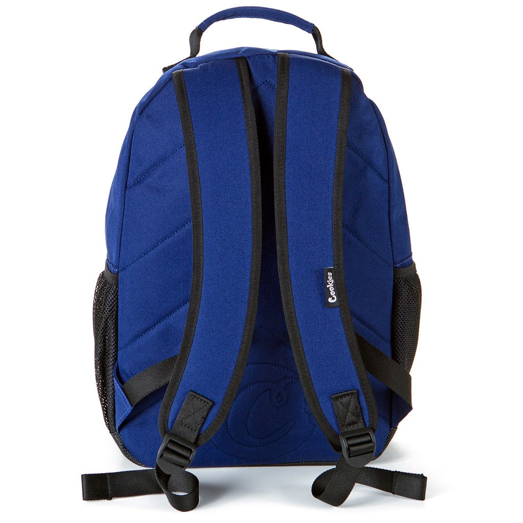 ESCOBAR SMELL PROOF CAMO PIECED POLY CANVAS BACKPACK W/ HEAVY DUTY PLASTIC ZIPPERS, INSET MESH POCKET & FRONT CARGO POCKET (NAVY)