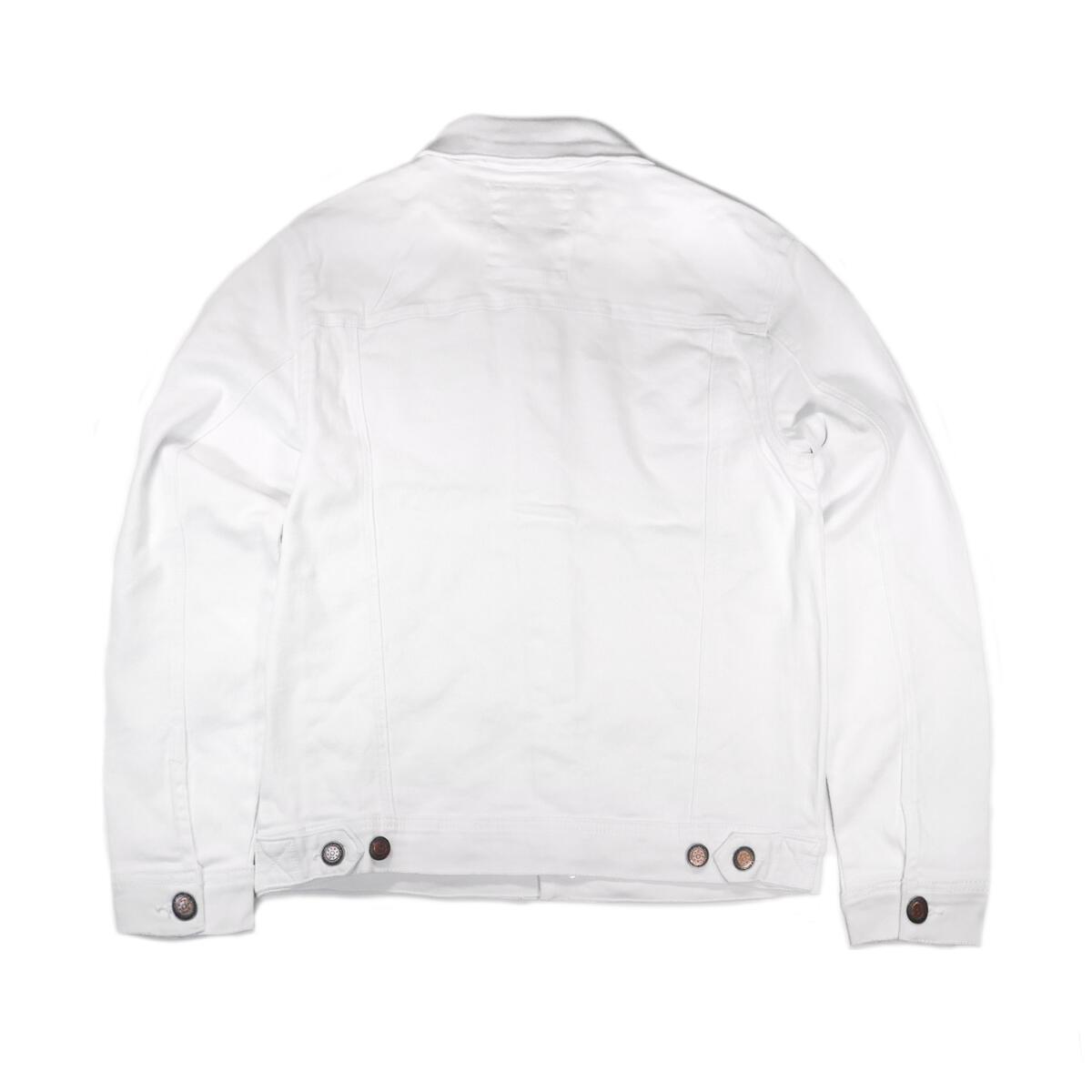 MEN'S COPPER RIVET DENIM JACKET WITH RIPS (WHITE)