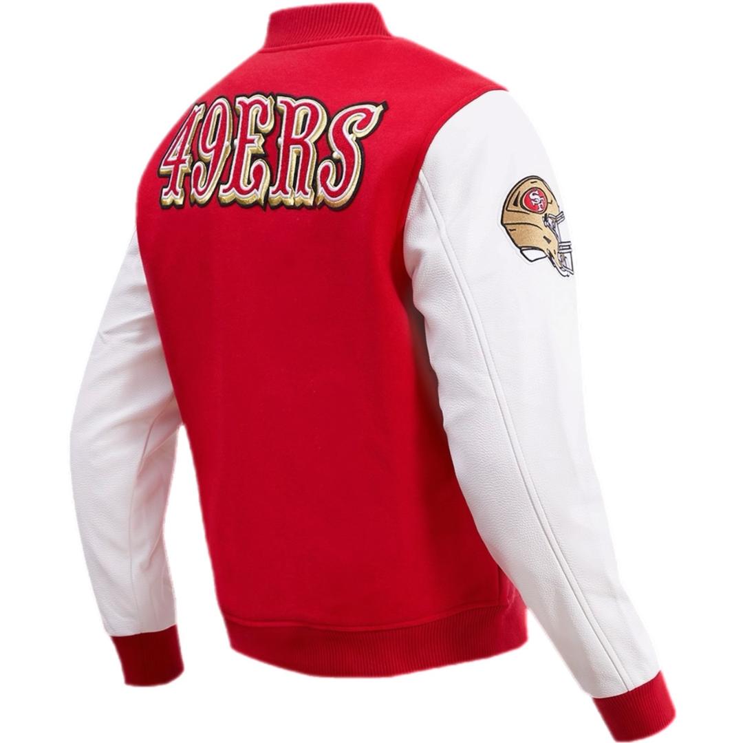 MENS PRO STANDARD SAN FRANCISCO 49ERS CLASSIC WOOL VARSITY JACKET (RED/WHITE)