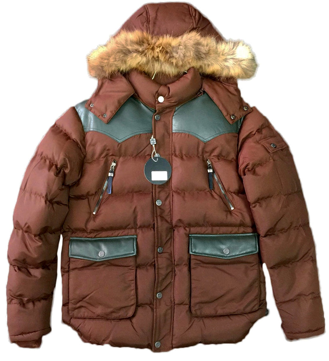 MEN’S LEONINE CLASSIC PUFF JACKET WITH HOOD (BROWN)