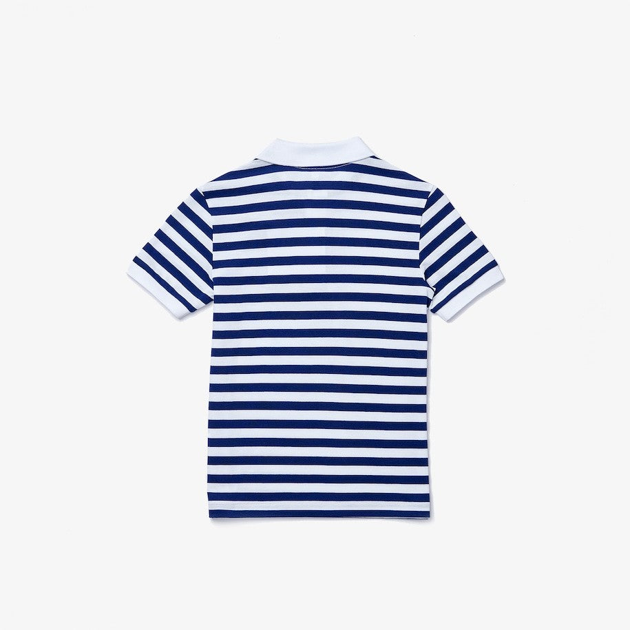 KID'S LACOSTE STRIPED POLO (WHITE/NAVY)