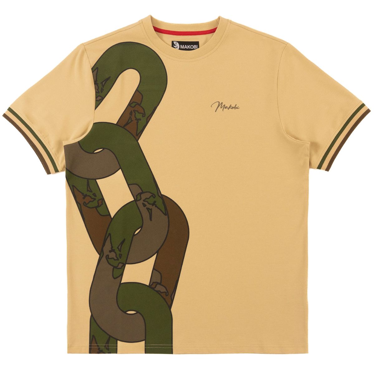 MENS MAKOBI DOBER CHAIN T-SHIRT (KHAKI)