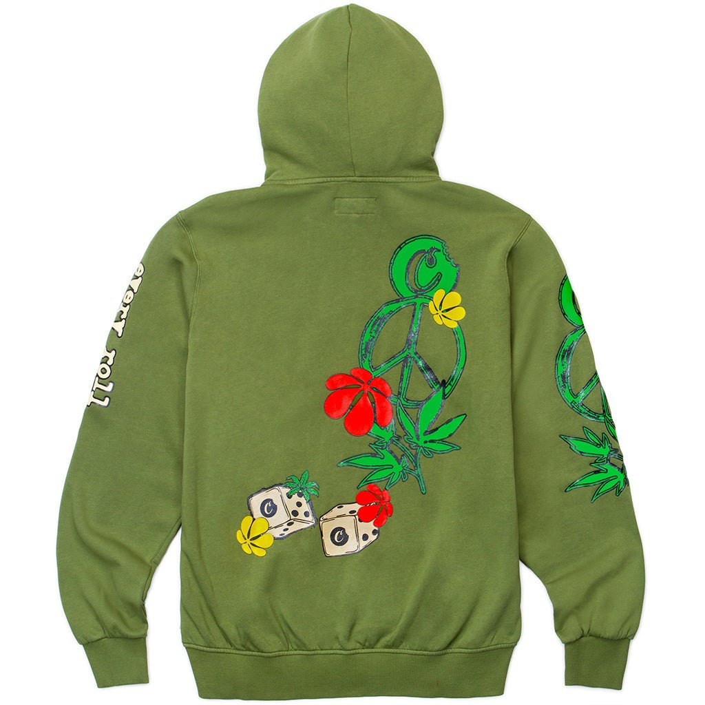 MENS COOKIES GARDEN OF LIFE ZIP HOODIE WITH PUFF HEAT TRANSFER ARTWORK (FERN GREEN)