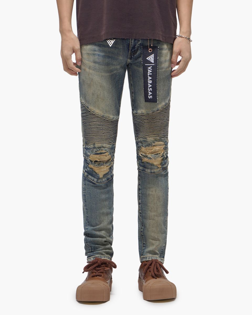 MENS VALABASAS "MR. BIKER" SKINNY JEAN (VINTAGE BLUE)
