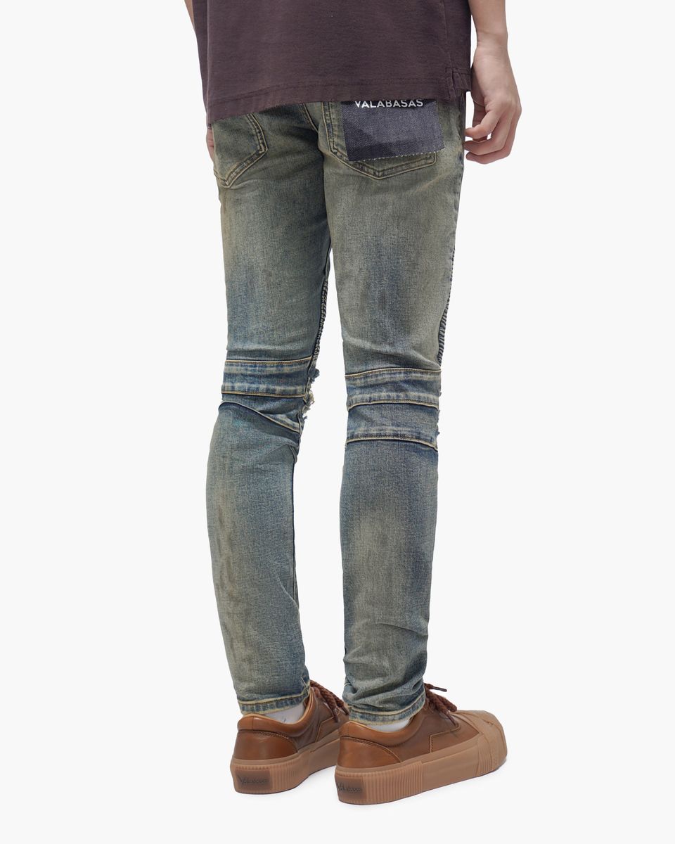 MENS VALABASAS "MR. BIKER" SKINNY JEAN (VINTAGE BLUE)