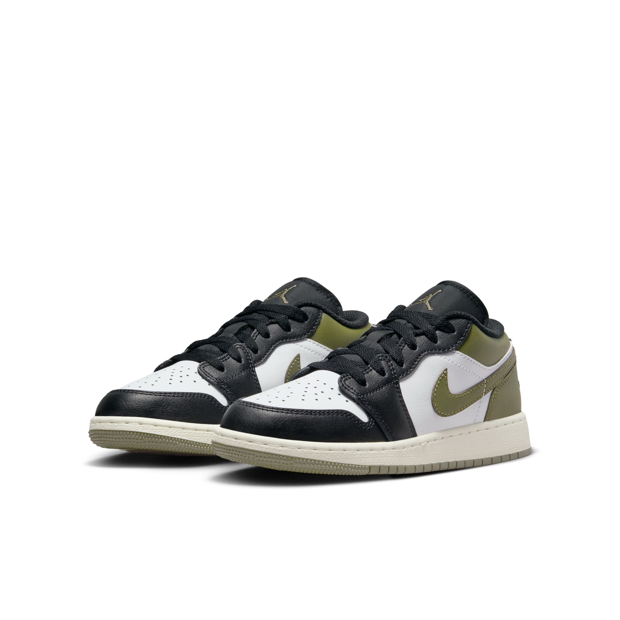 KIDS AIR JORDAN 1 LOW GS (BLACK/WHITE/MEDIUM OLIVE)