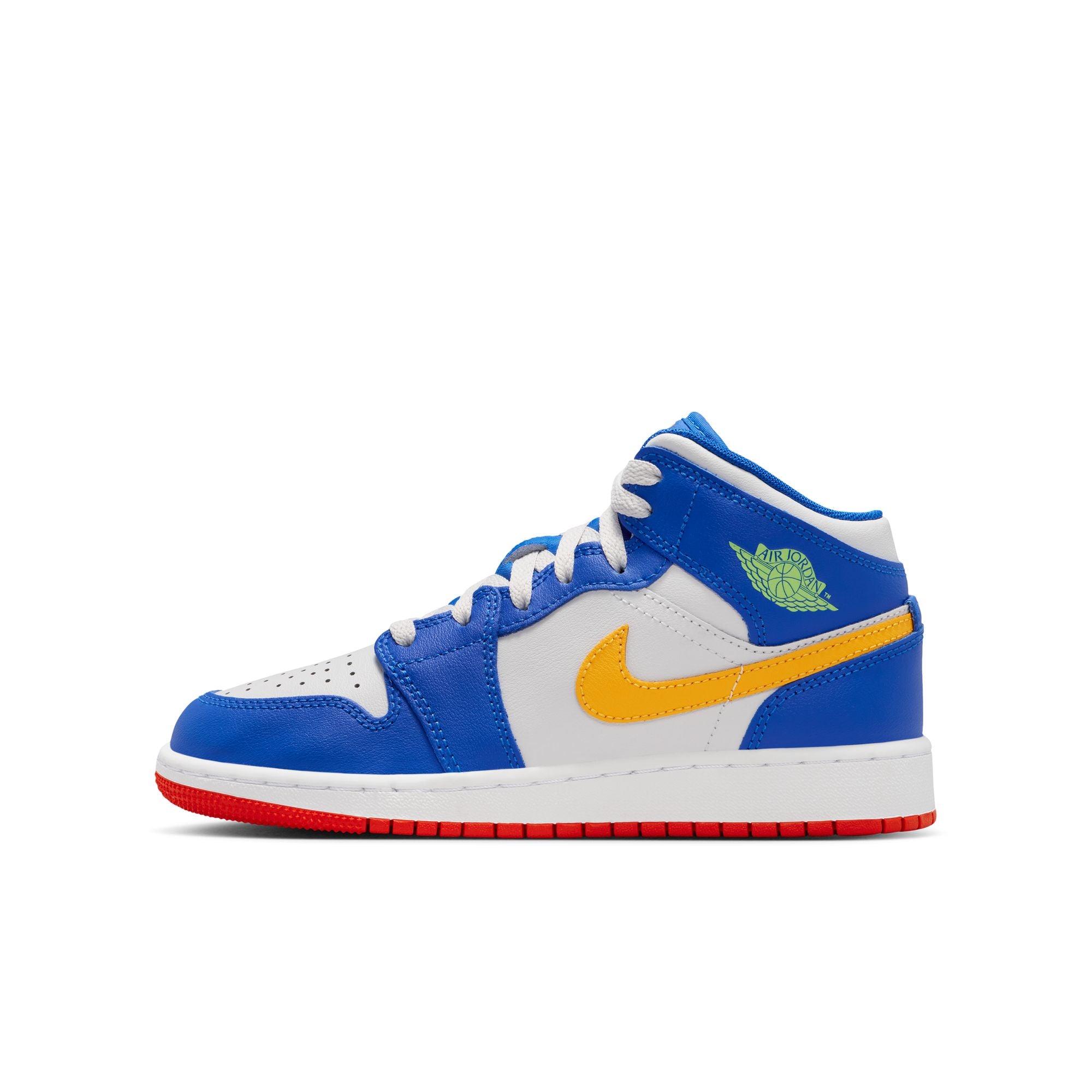 KIDS AIR JORDAN 1 MID GS (RACER BLUE/SPEED RED/GOLD/VAST GREY)
