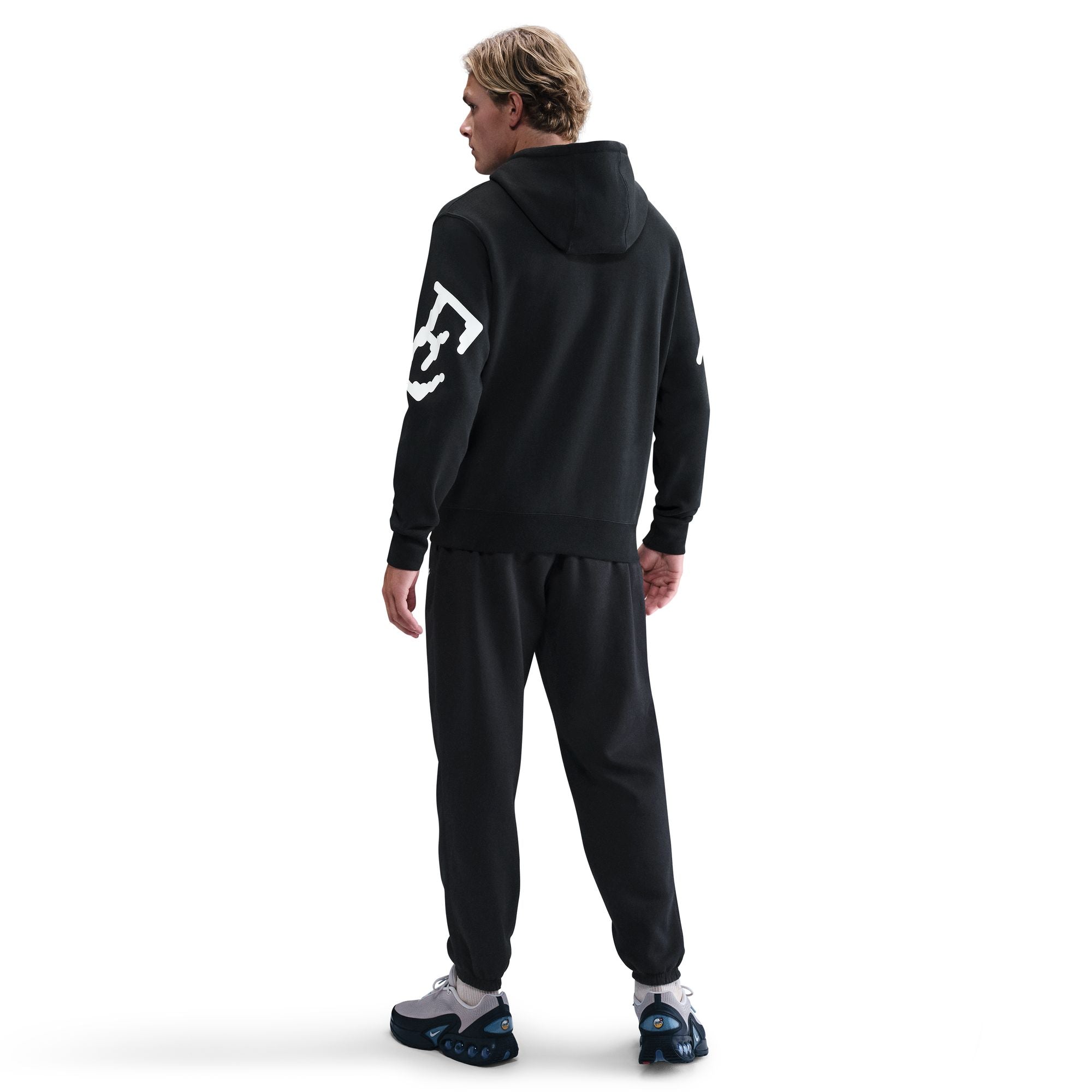 MENS NIKE SPORTSWEAR CLUB FLEECE HOODIE (BLACK/WHITE)