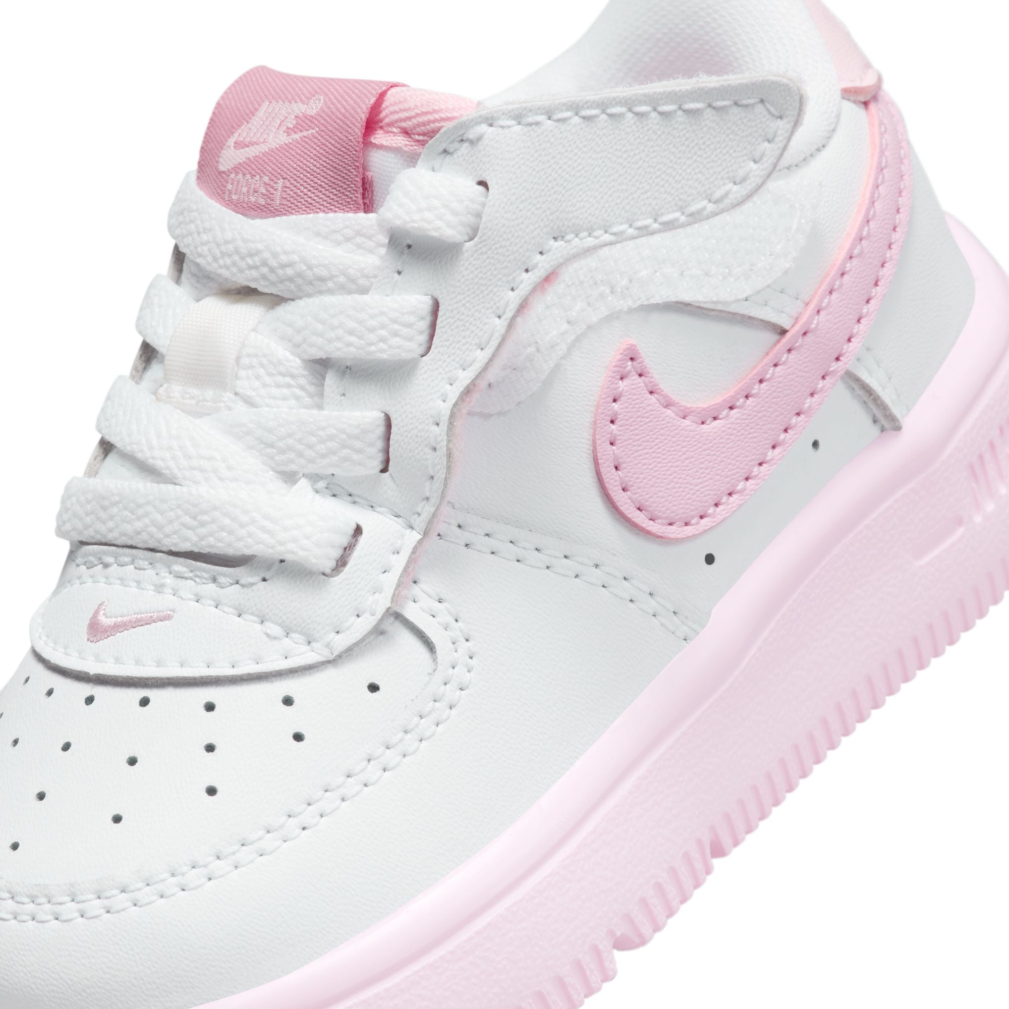 KIDS NIKE FORCE 1 LOW EASYON TD (WHITE/PINK FOAM/ELEMENTAL PINK)