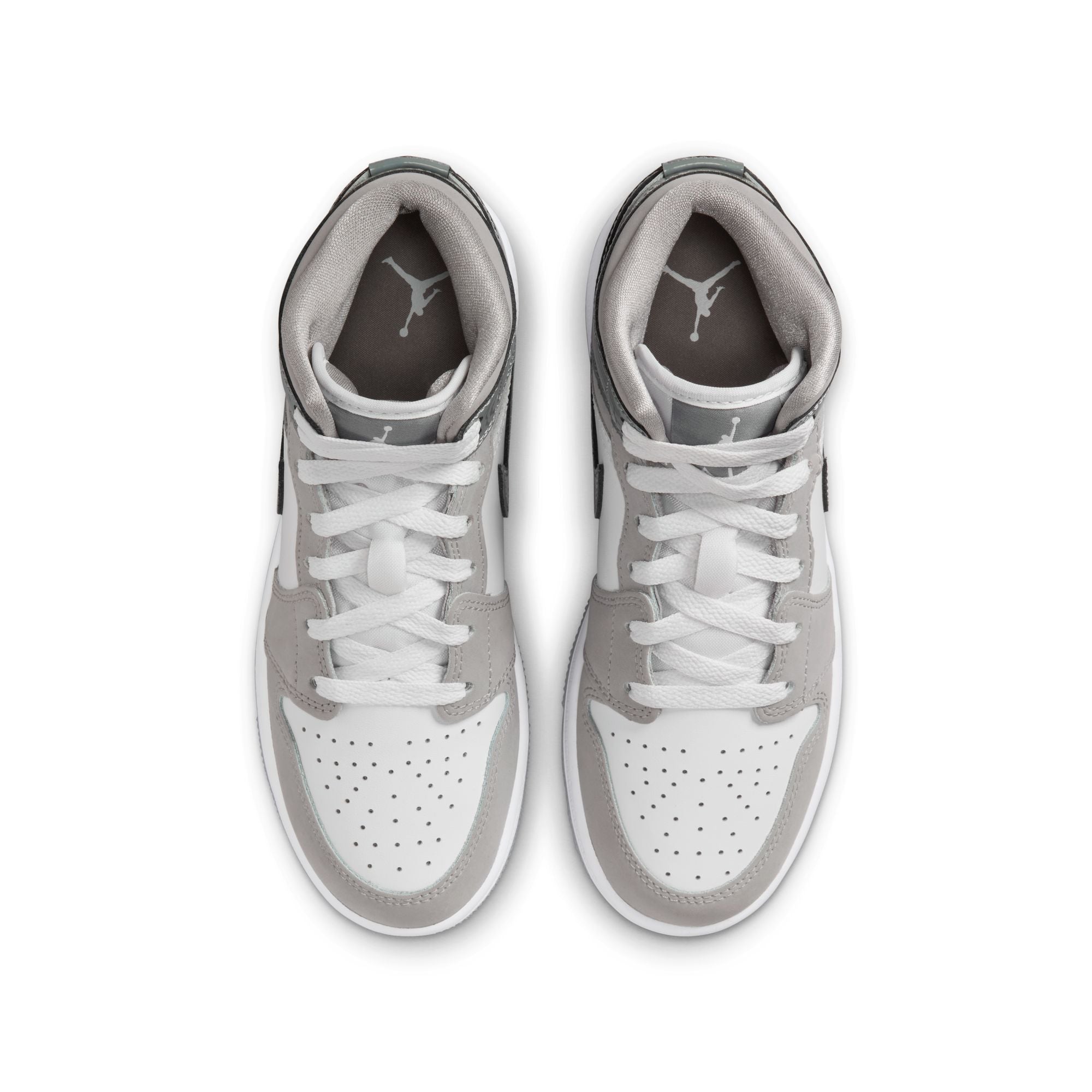 KIDS AIR JORDAN 1 MID SE GS (WHITE/COOL GREY/MEDIUM GREY)