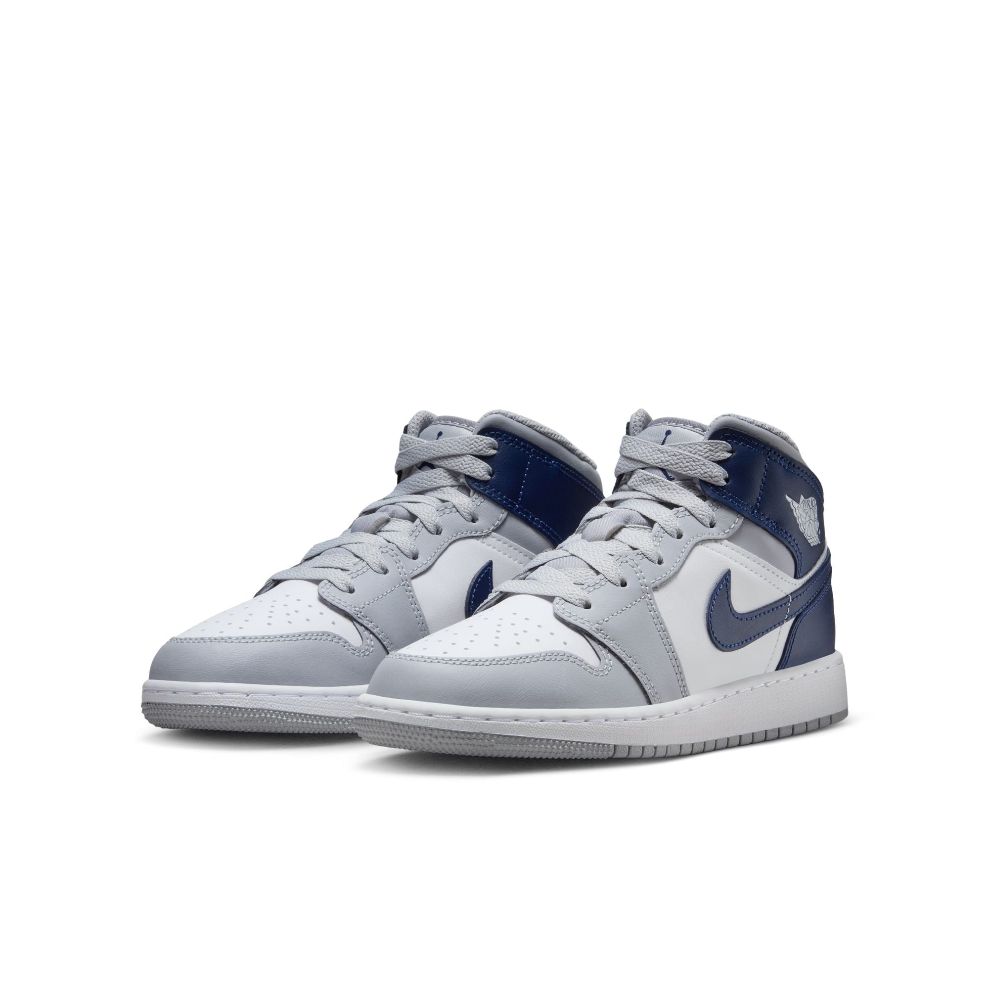 KIDS AIR JORDAN 1 MID GS (WHITE/MIDNIGHT NAVY)