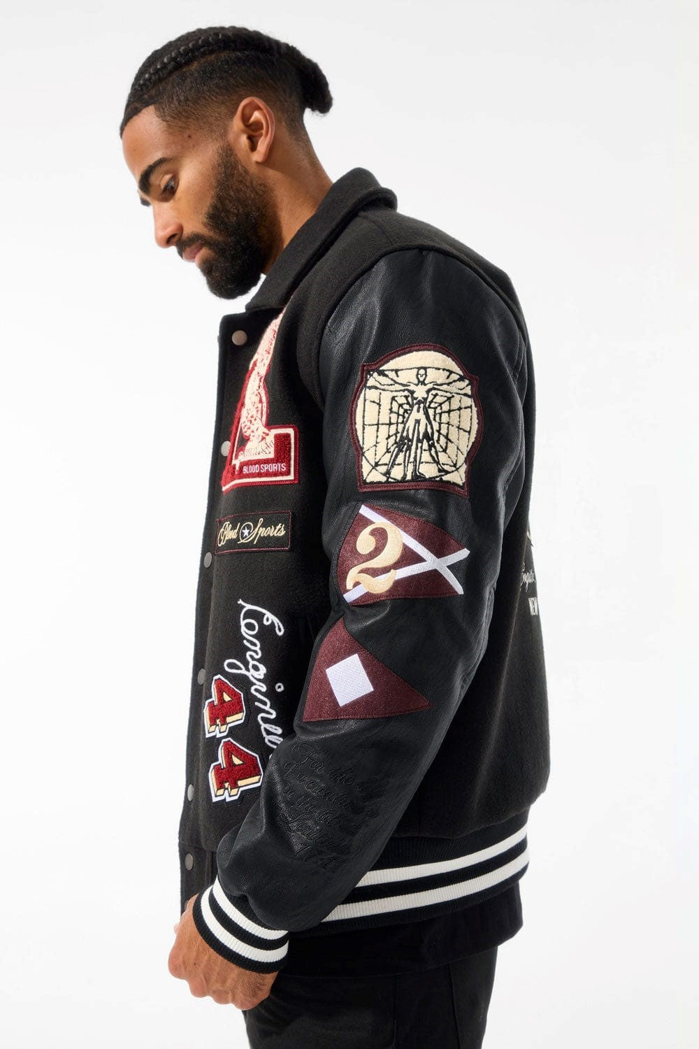 MENS JORDAN CRAIG CARPE DIEM VARSITY JACKET (BLACK)