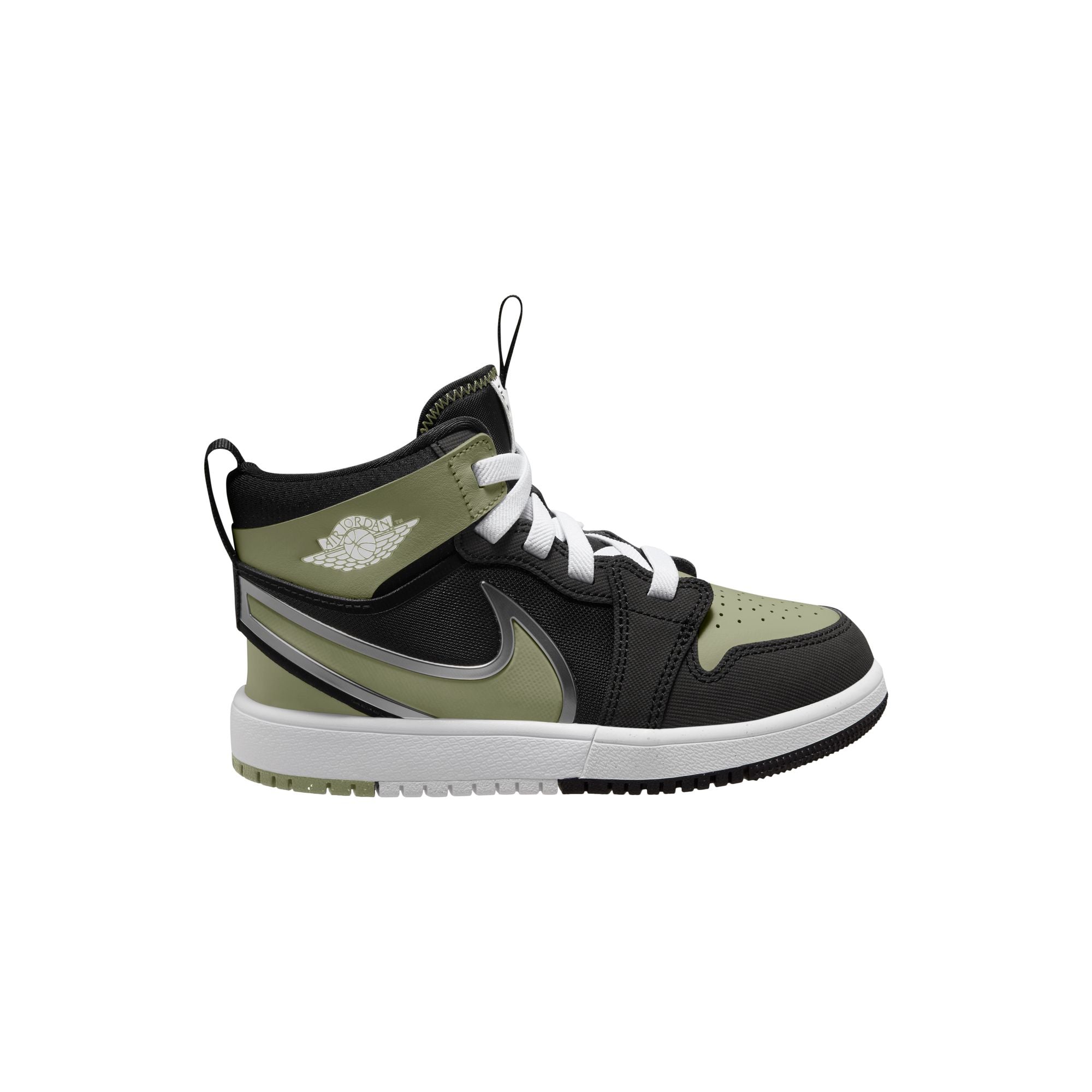 KIDS JORDAN 1 MID RM EASYON PS (BLACK/DUSTY OLIVE/WHITE)