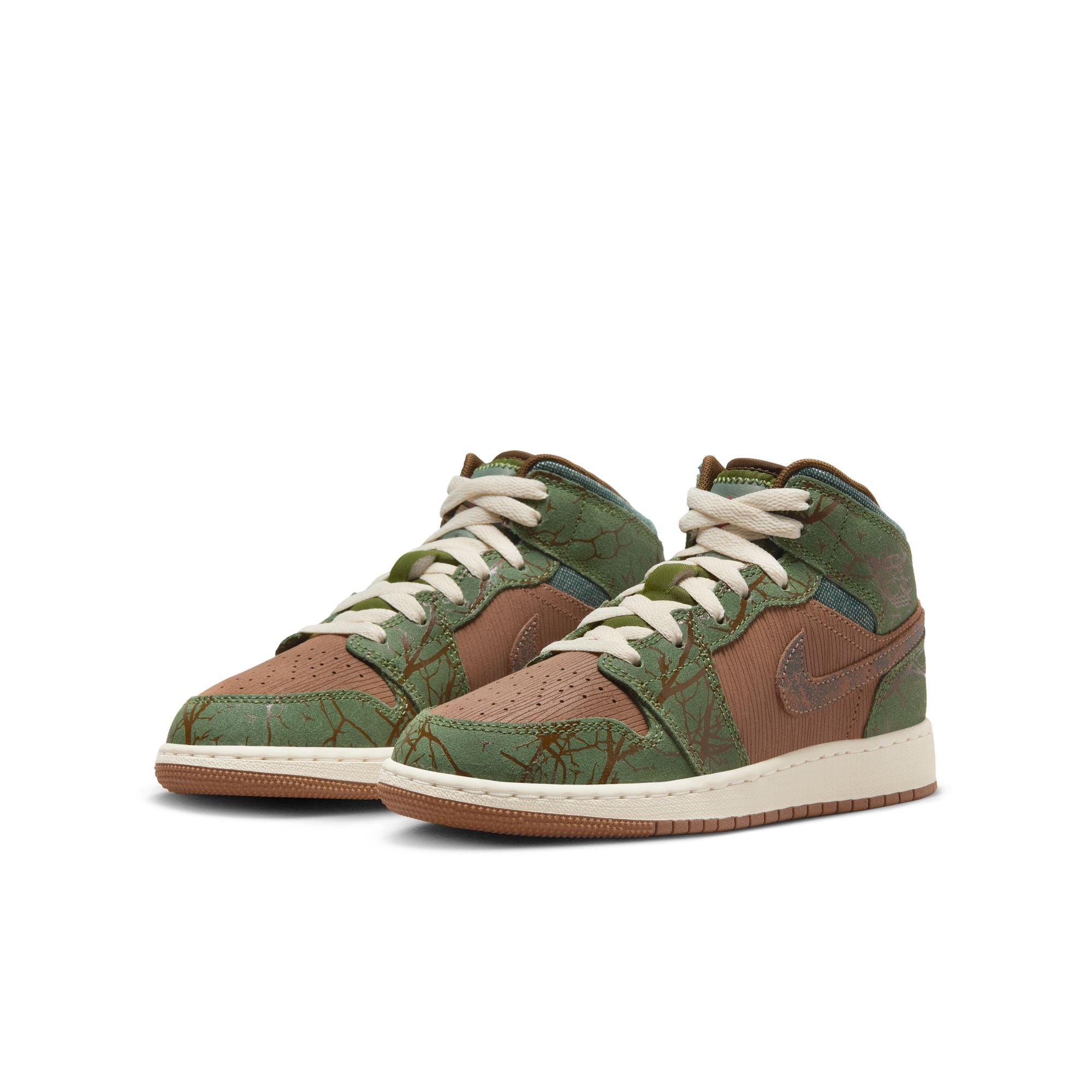 KIDS AIR JORDAN 1 MID SS GS (ARCHAEO BROWN/LIGHT OLIVE/TREELINE)