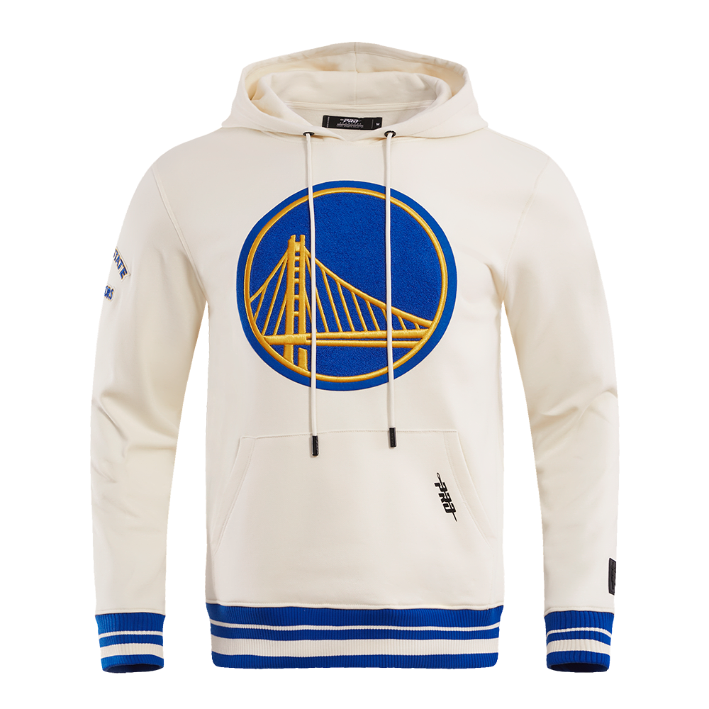 MENS GOLDEN STATE WARRIORS RETRO CLASSIC FLC PO HOODIE (EGGSHELL/ROYAL BLUE)