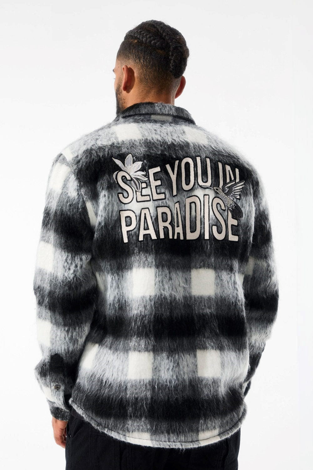 MENS JORDAN CRAIG SEE YOU IN PARADISE FLANNEL SHACKET (BLACK)