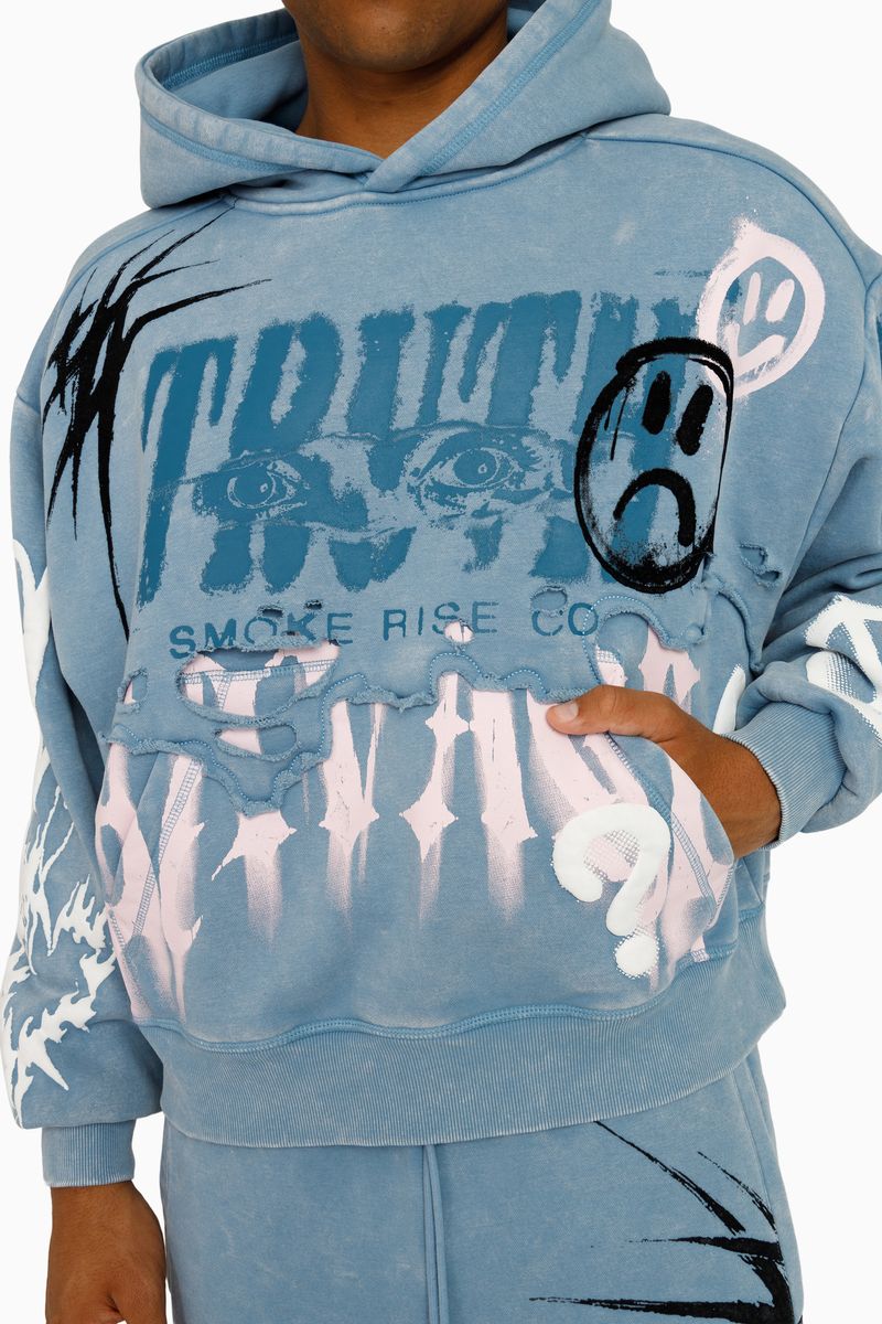 MENS SMOKE RISE TRUTH PO HOODED WARMUP (BLUE SHADOW)
