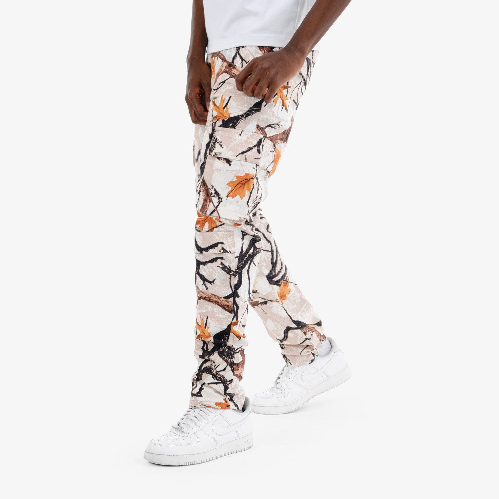 MENS COPPER RIVET RIPSTOP MULTI POCKET CARGO PANT (WHITE CAMO)