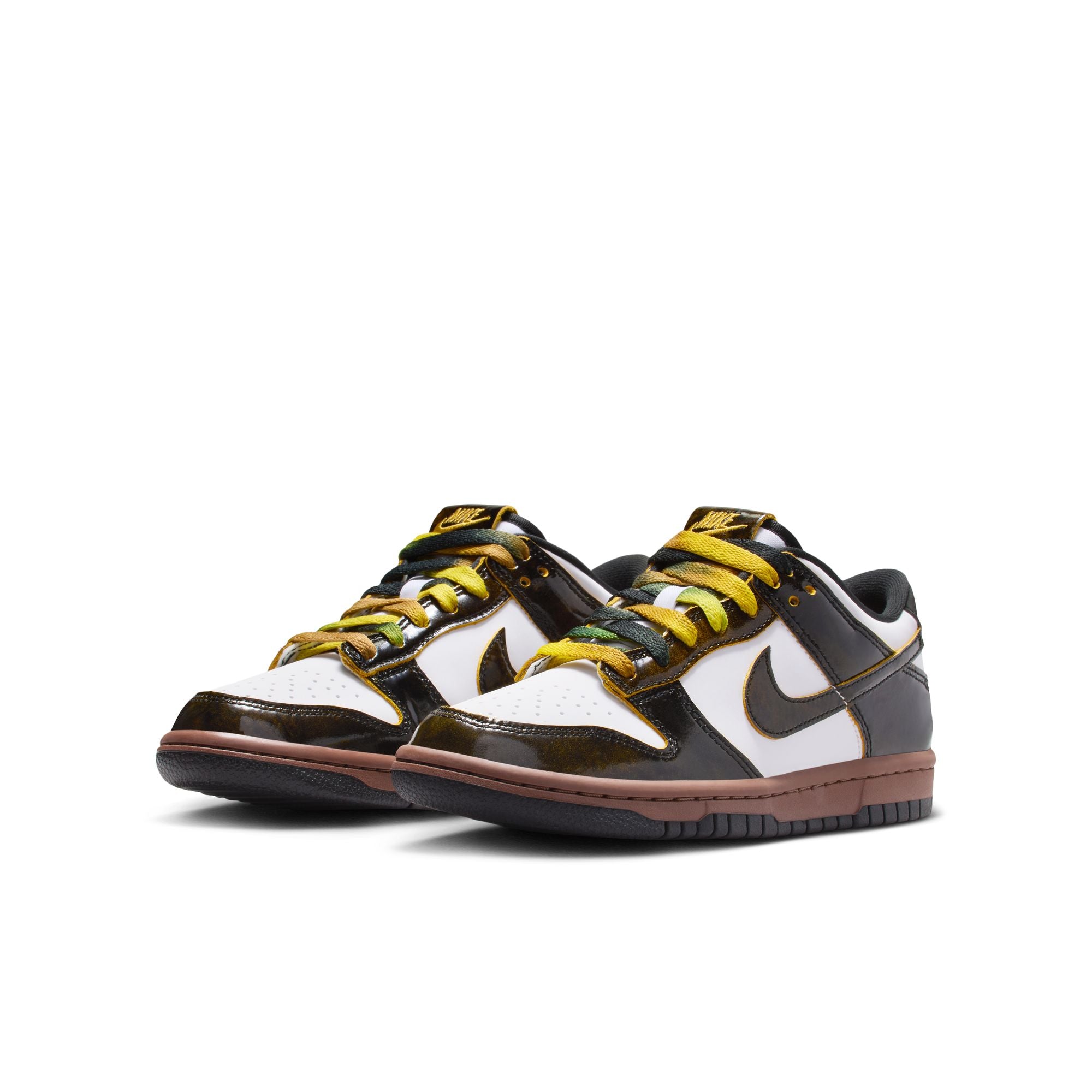 KIDS NIKE DUNK LOW SE GS "PANDA" (WHITE/BRIGHT CITRON/BLACK/FAUNA BROWN)