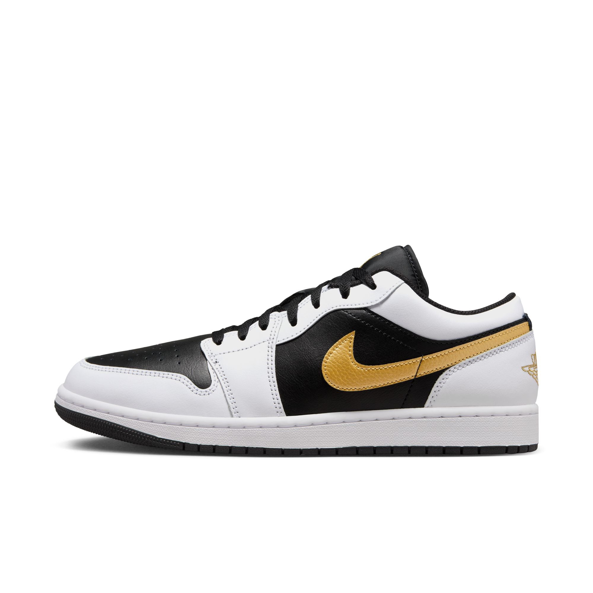 MENS AIR JORDAN 1 LOW (WHITE/METALLIC GOLD/BLACK)