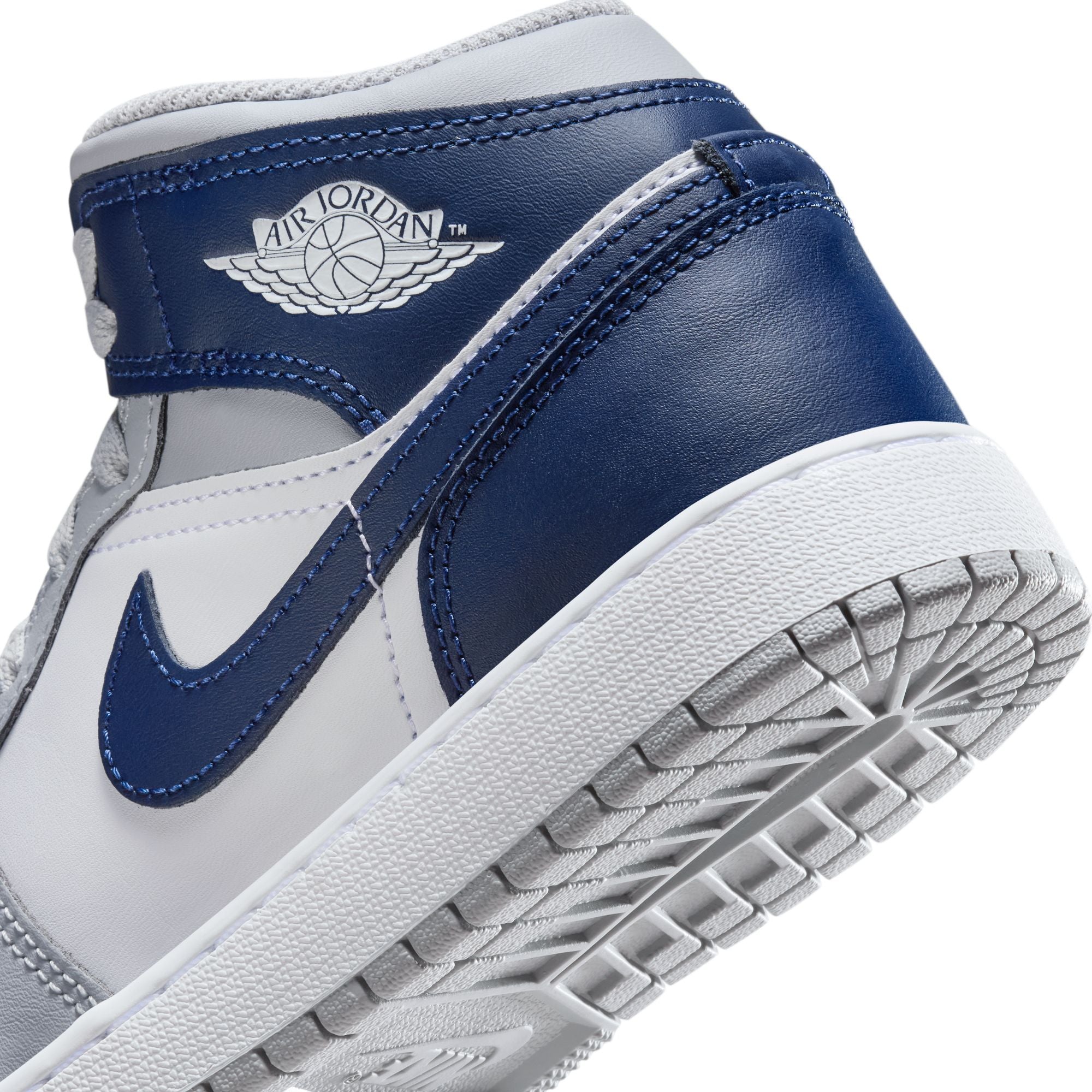 KIDS AIR JORDAN 1 MID GS (WHITE/MIDNIGHT NAVY)