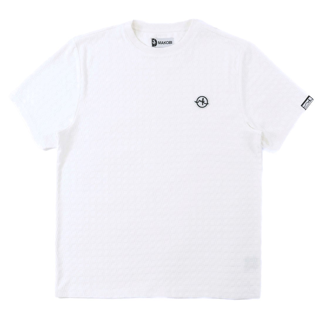 MENS MAKOBI MODENA KNIT CREWNECK T-SHIRT (WHITE/BLACK)