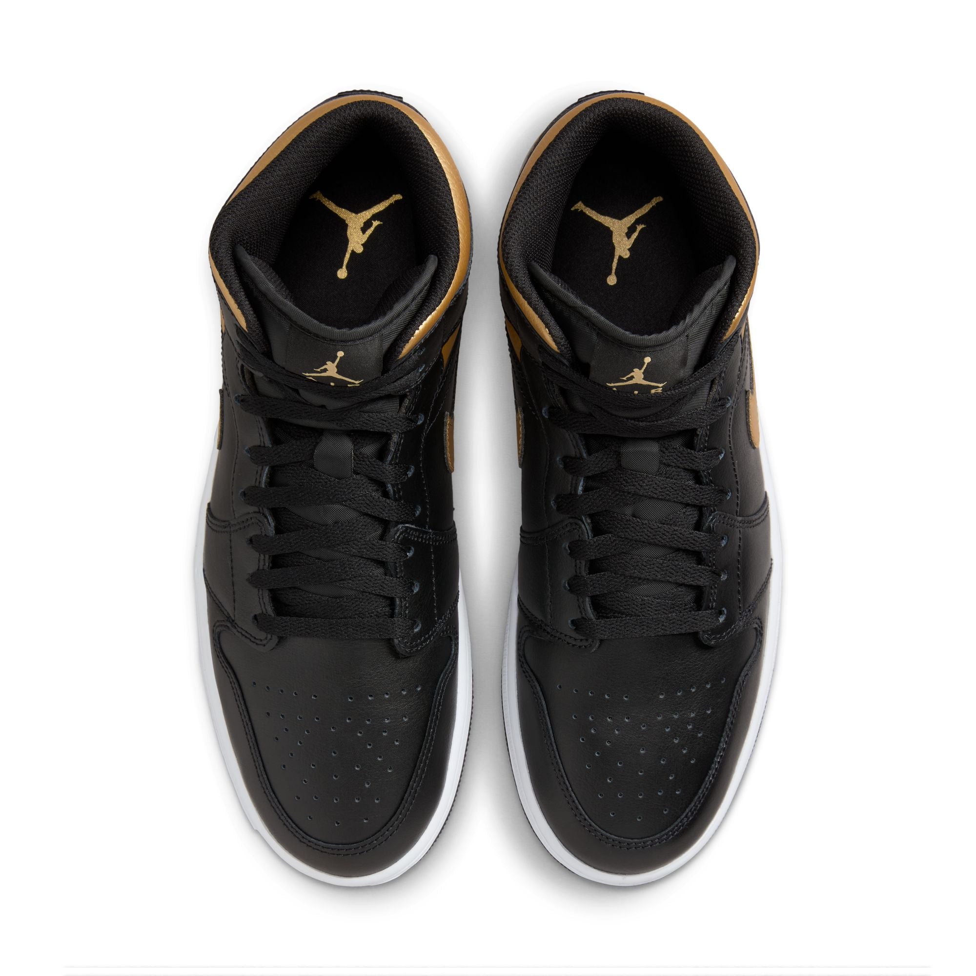 MENS AIR JORDAN 1 MID (BLACK/METALLIC GOLD/WHITE)