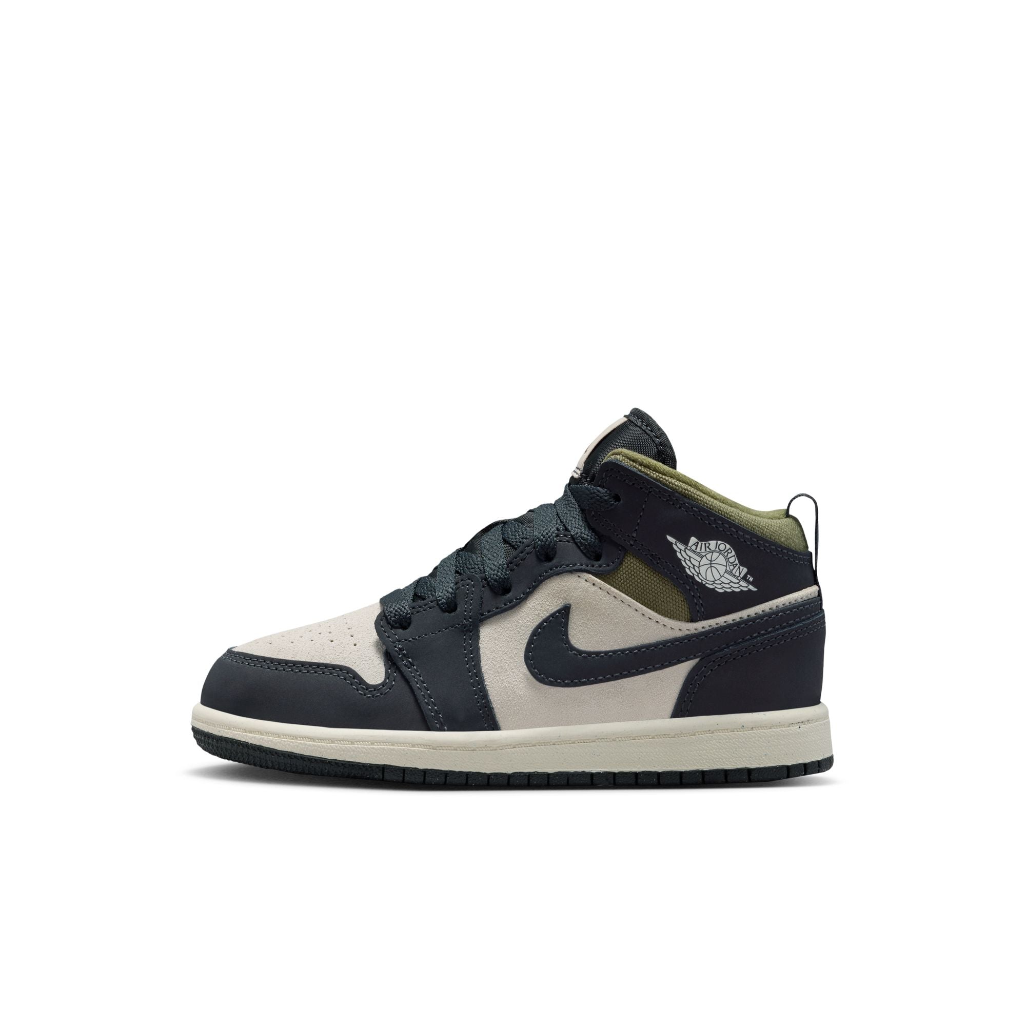 KIDS JORDAN 1 MID SE PS (LT OREWOOD BRN/OFF NOIR/MEDIUM OLIVE)