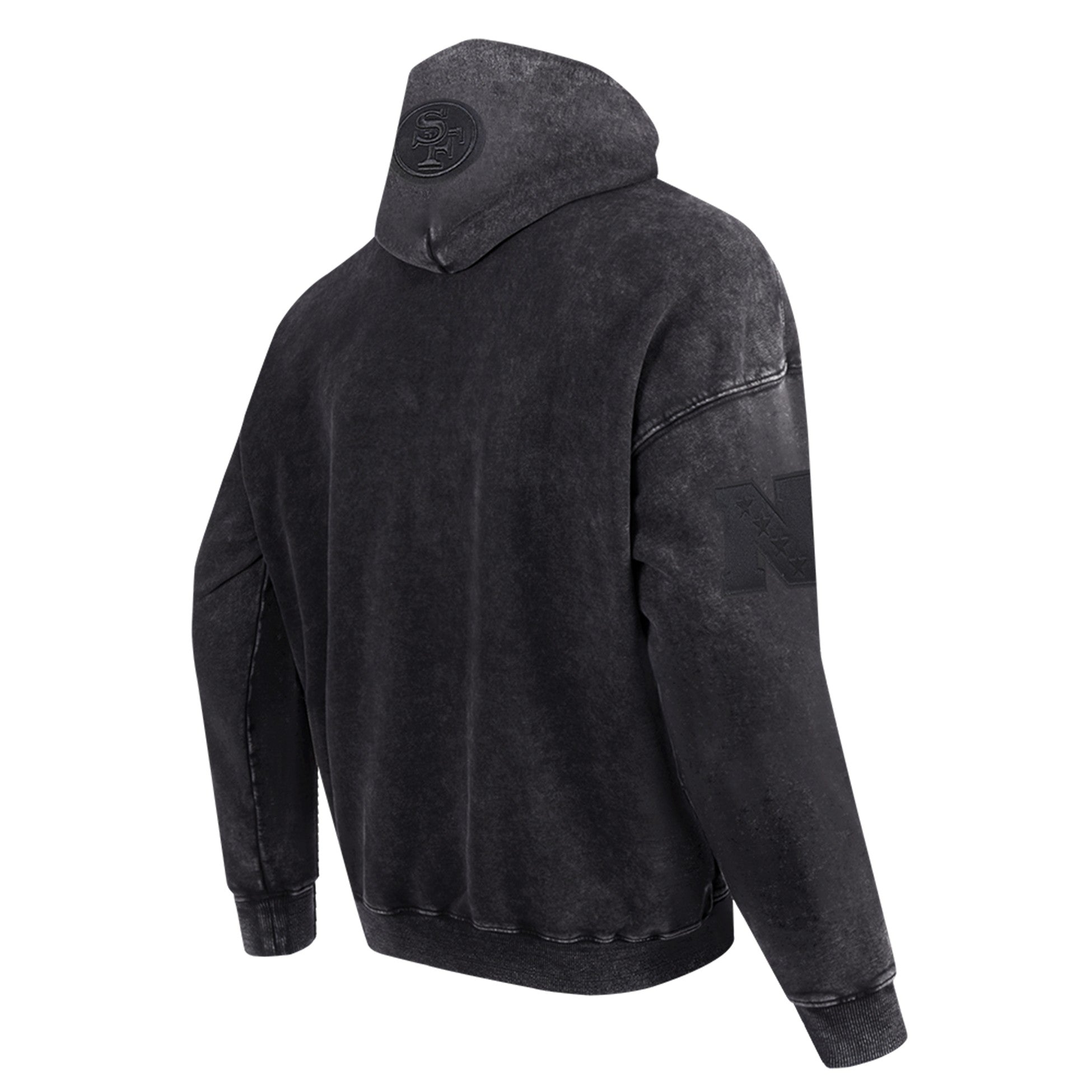 MENS PRO STANDARD SAN FRANCISCO 49ERS WASHED CLASSIC M ENZYME WASH DROP SHOULDER FT PO HOODIE (WASHED BLACK)