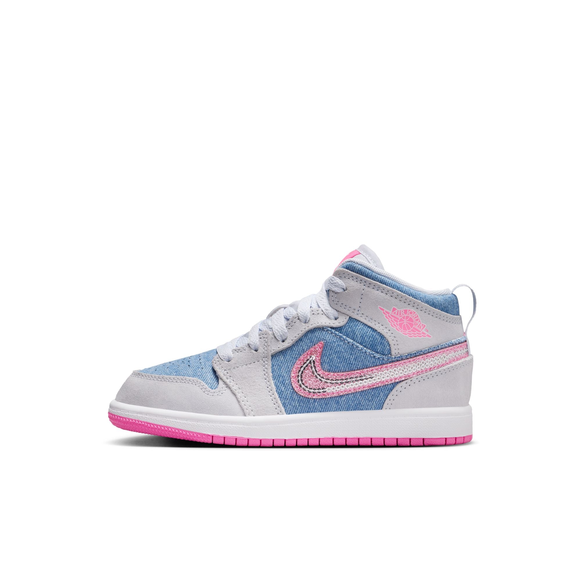 KIDS JORDAN 1 MID SE PS (COBALT BLISS/PINK GLOW/WHITE)