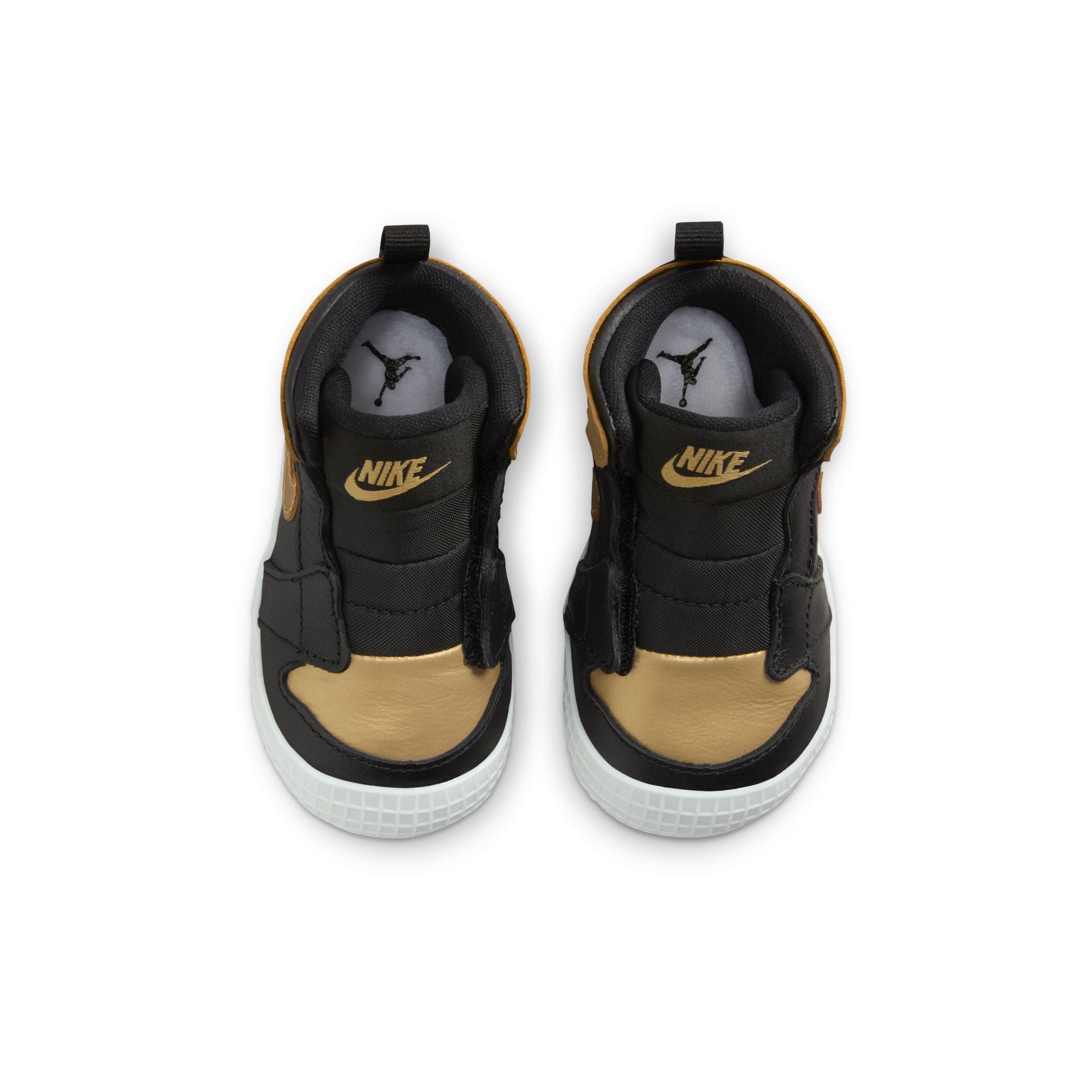 KIDS JORDAN 1 CRIB BOOTIE (BLACK/METALLIC GOLD/SAIL)