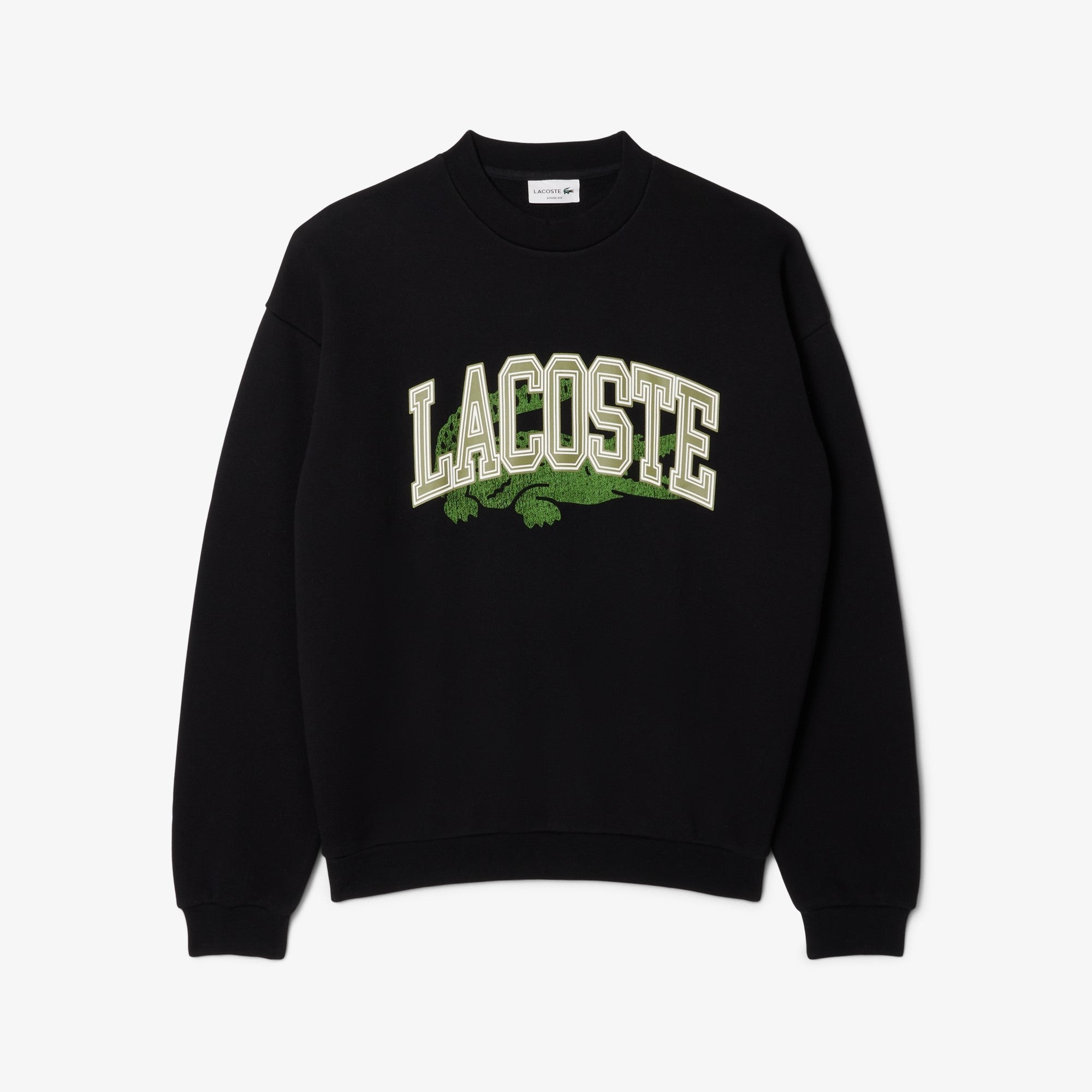 MENS LACOSTE LOOSE FIT FLEECE SWEATSHIRT (BLACK)