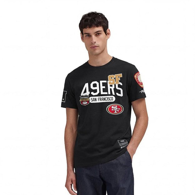 MENS PRO STANDARD AN FRANCISCO 49ERS LETTERMAN S/S TEE (BLACK)