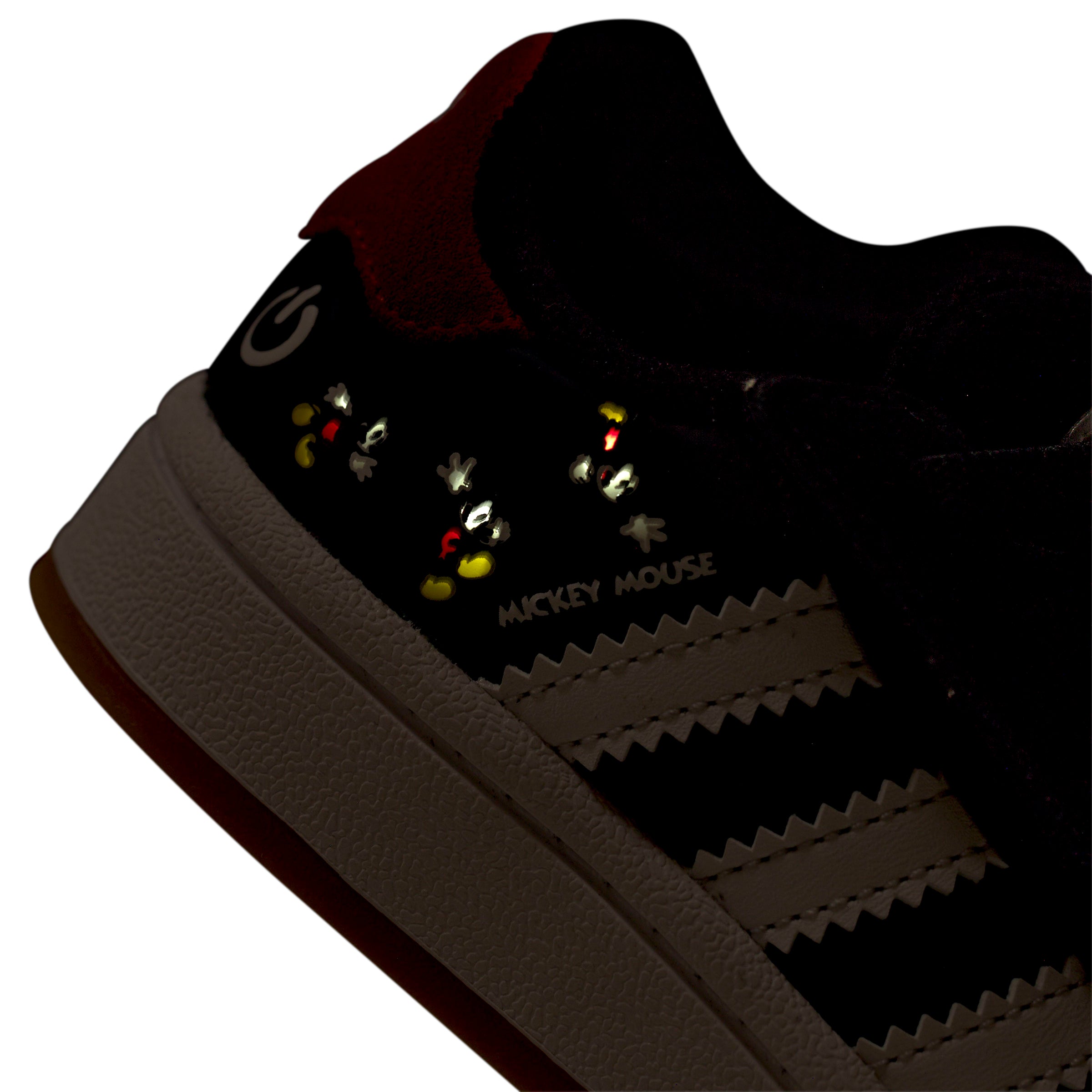 KIDS ADIDAS DISNEY MICKEY MOUSE CAMPUS 00S LED LIGHTS COMFORT CLOSURE ELASTIC LACE I (CORE BLACK / CLOUD WHITE / RED)