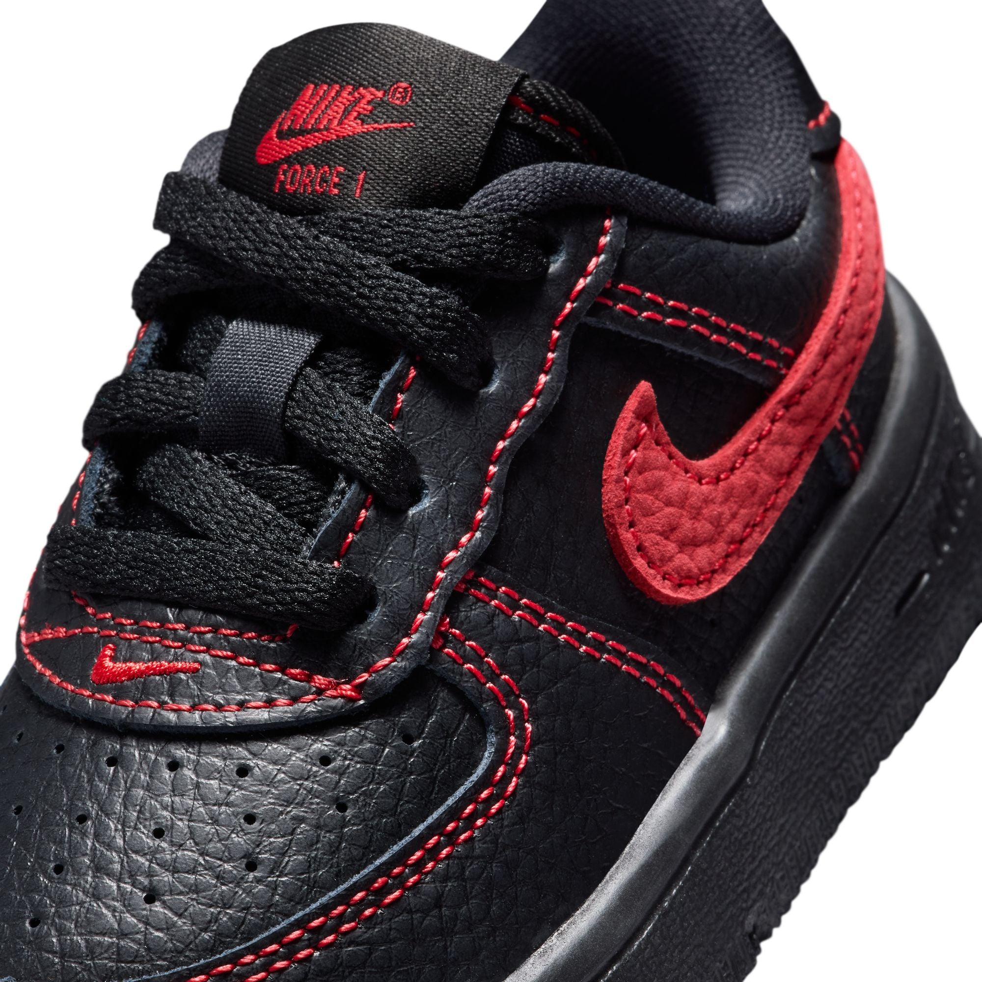 KIDS FORCE 1 LOW LV8 3 LACE TD (BLACK/UNIVERSITY RED)