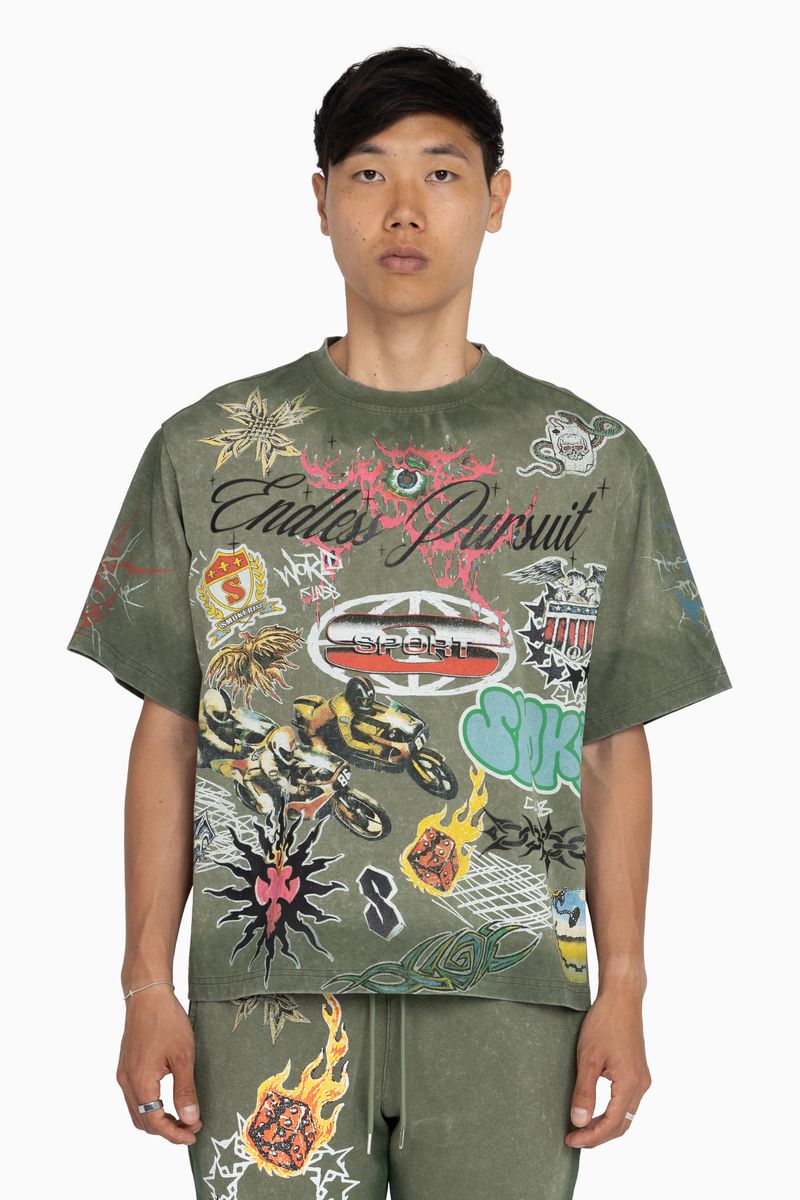 MENS SMOKE RISE ENDLESS PURSUIT SS T-SHIRT (VINTAGE ARMY)