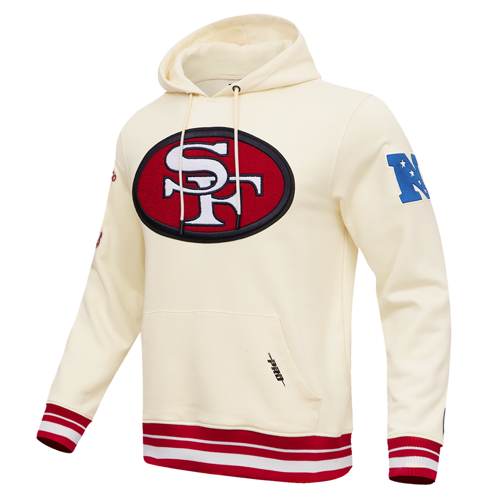 MENS SAN FRANCISCO 49ERS RETRO CLASSIC FLC PO HOODIE (EGGSHELL/RED)