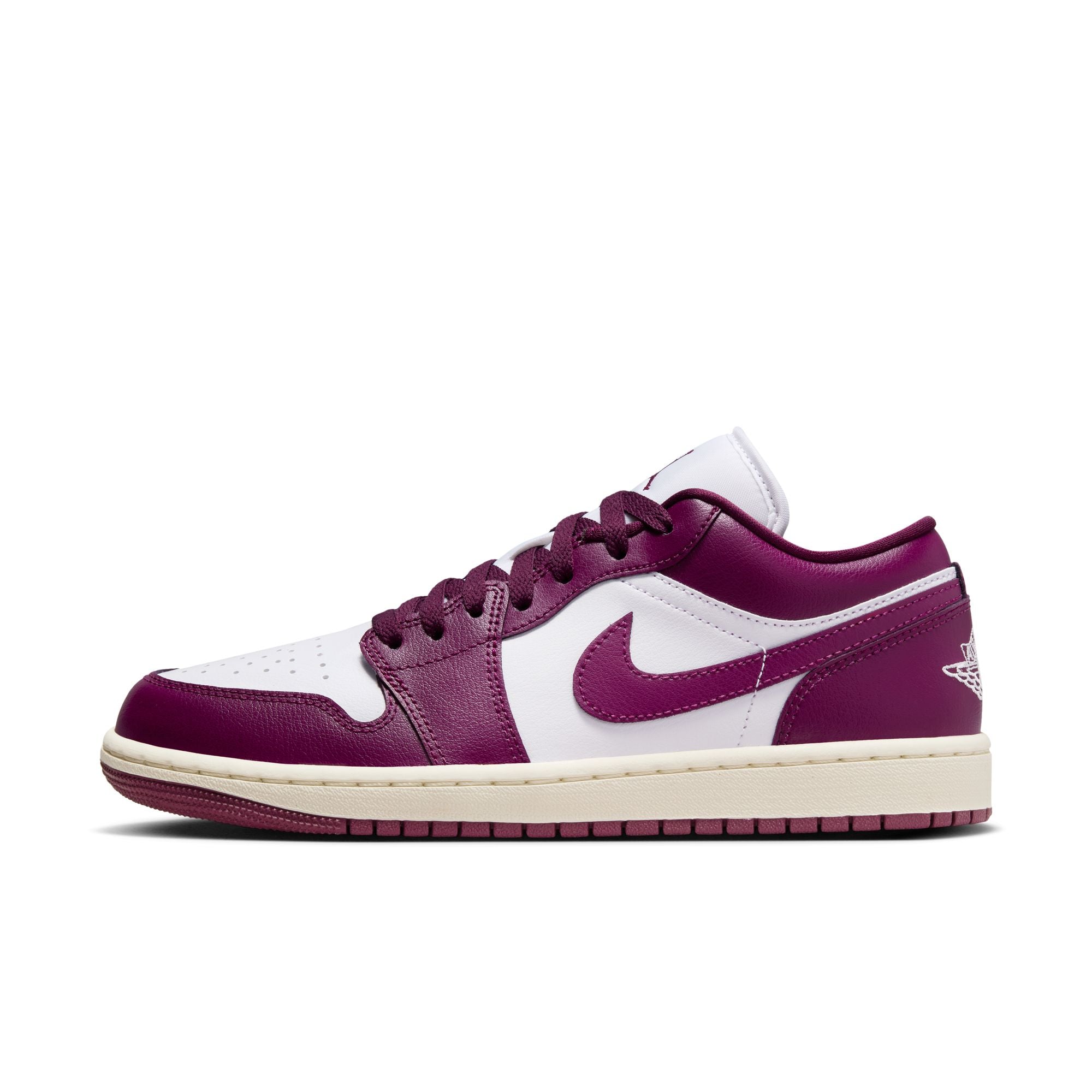 WOMENS AIR JORDAN 1 LOW (WHITE/BORDEAUX/SAIL)