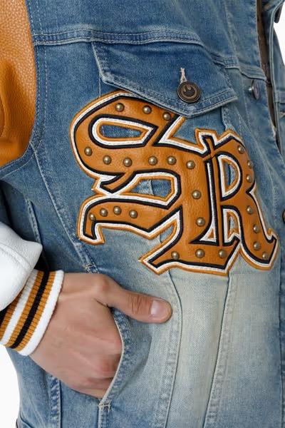 MENS SMOKE RISE RISE TO REIGH TRUCKER JACKET (OWENS BLUE)