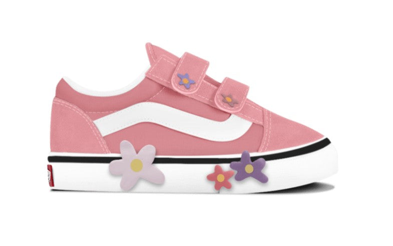 KIDS VANS OLD SKOOL V FLOWER TD (SUNSET BLUSH PINK)