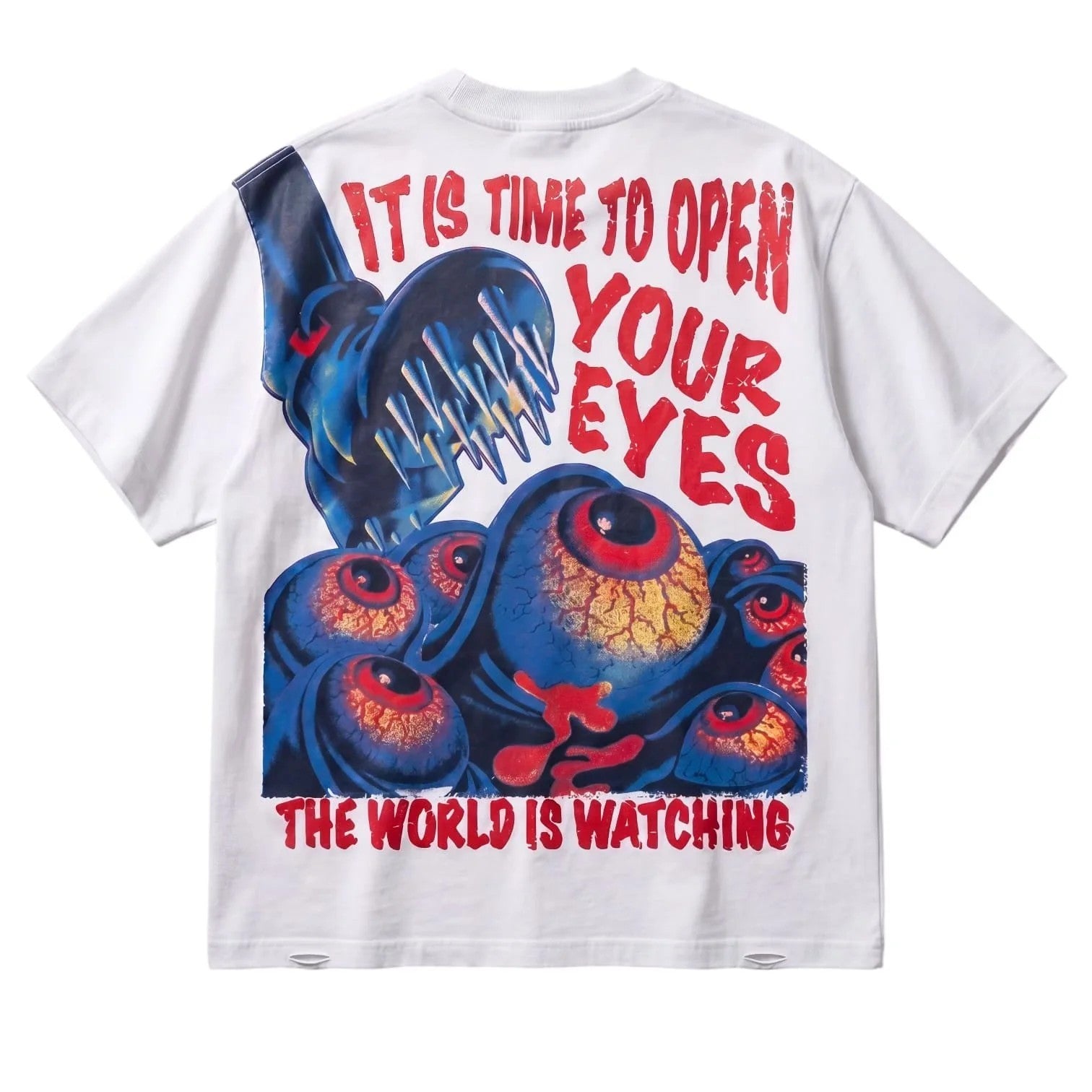MENS MAKOBI THE WORLD IS WATCHING OVERSIZED T-SHIRT (WHITE)