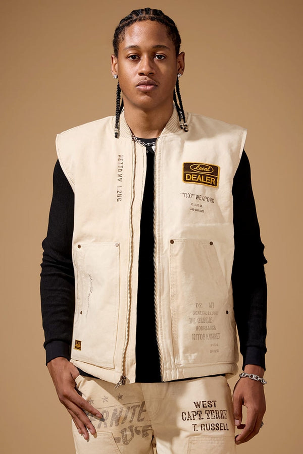 MENS JORDAN CRAIG LOCAL DEALER DUCK CANVAS VEST (NATURAL)